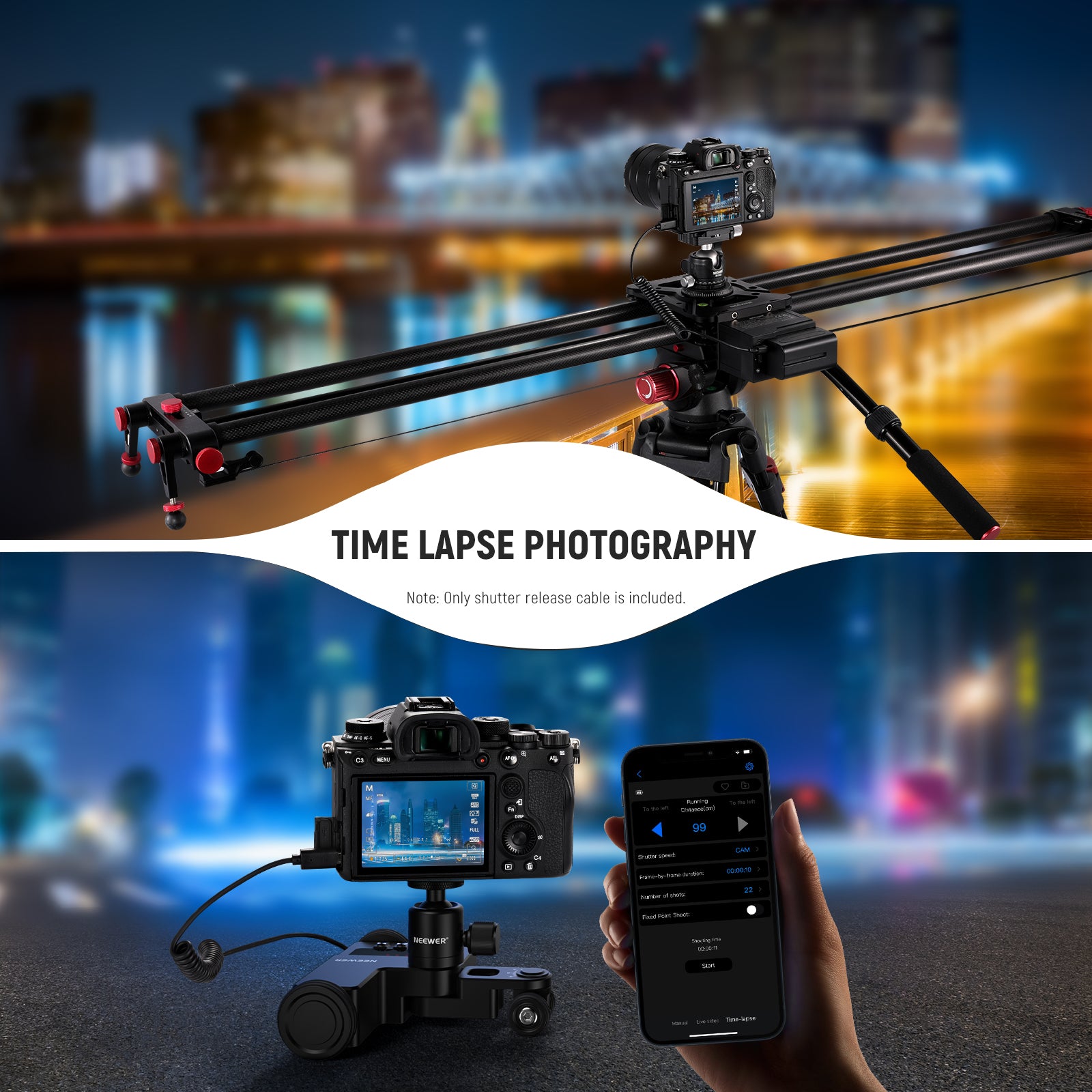 NEEWER 2.5mm to S2 Remote Shutter Release Cable is ideal for time lapse photography.