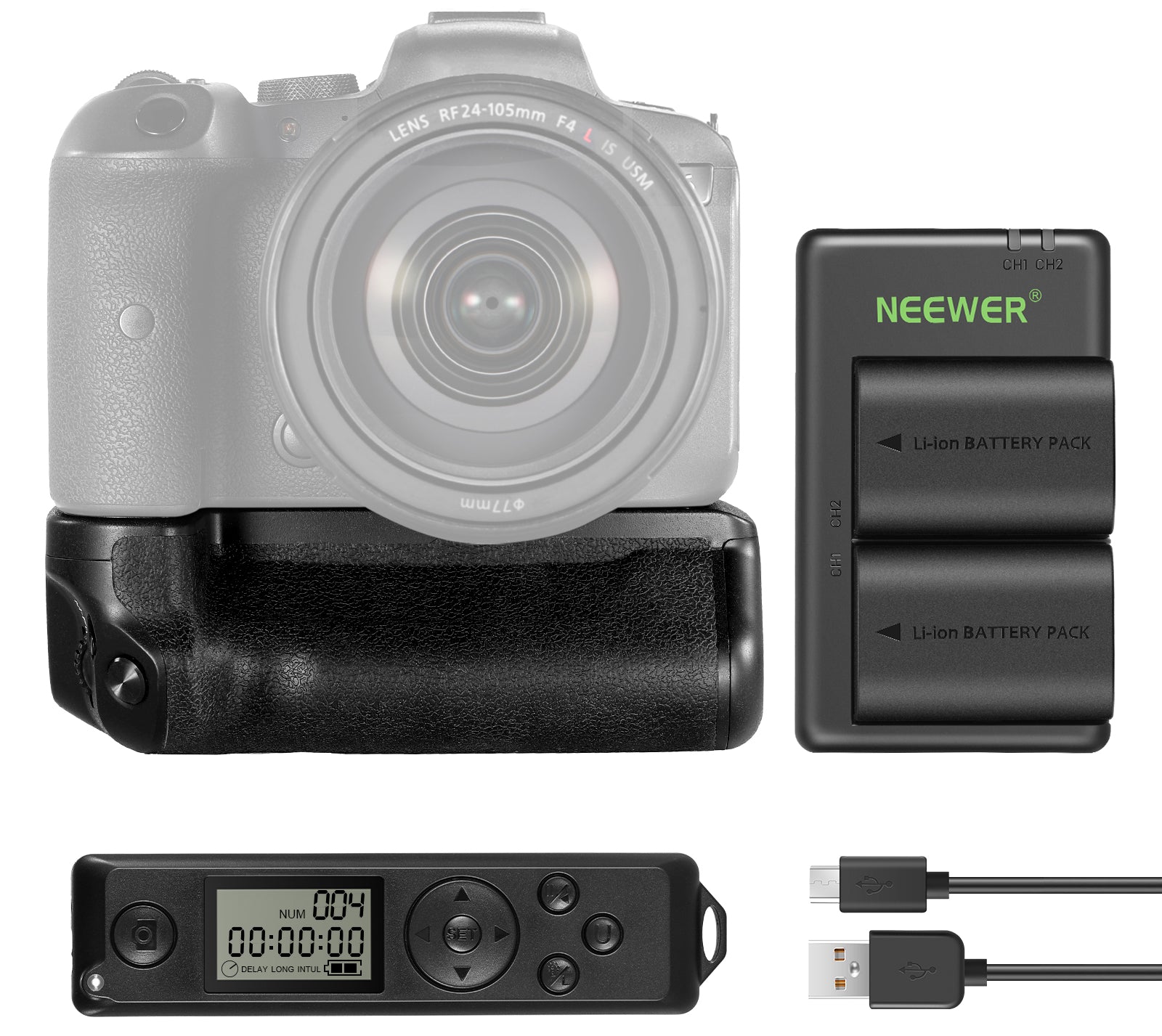 NEEWER BG-R10 Battery Grip for Canon EOS R5/R5 C/R6/R6 Mark II