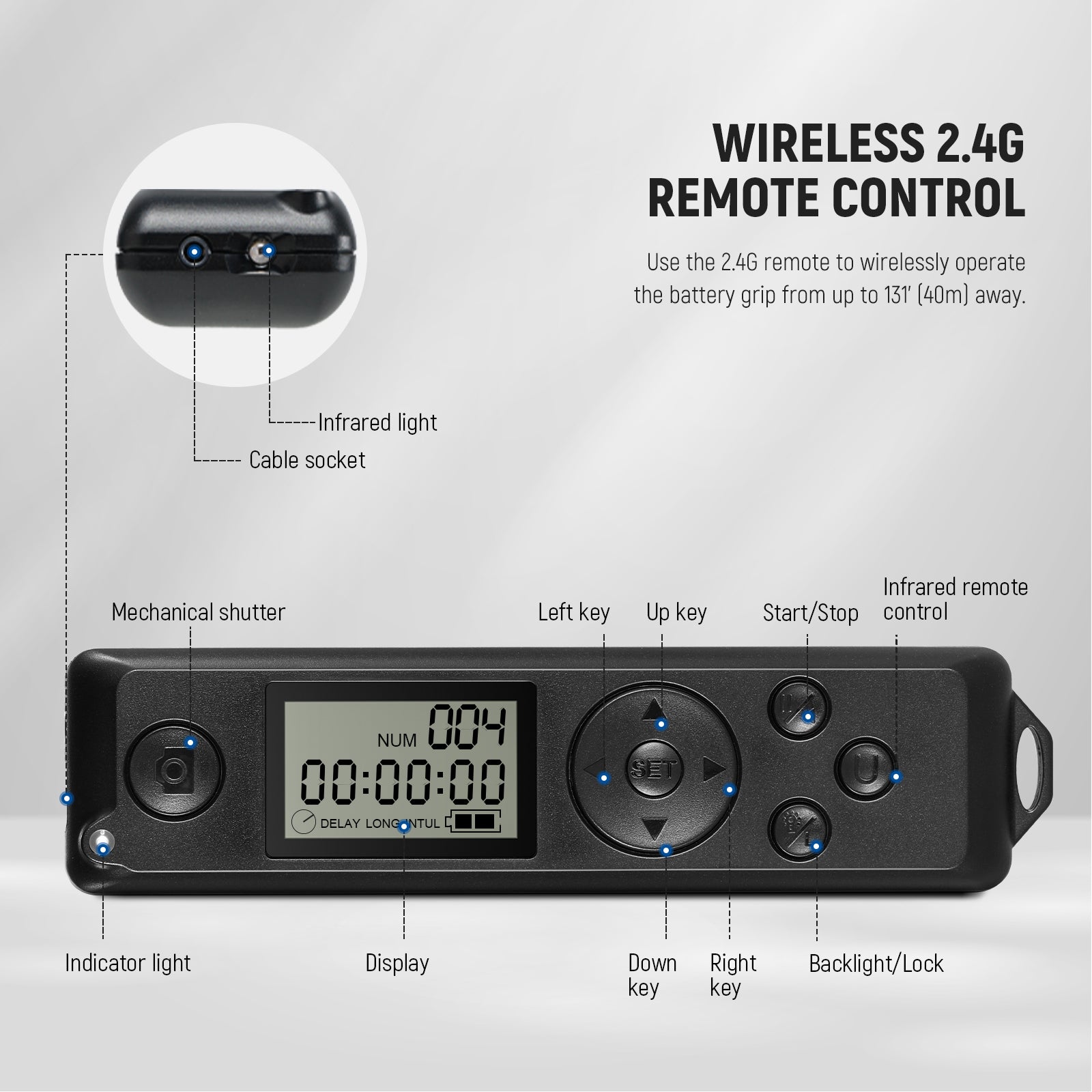NEEWER BG-R10 Replacement Battery Grip supports 2.4G Remote Control