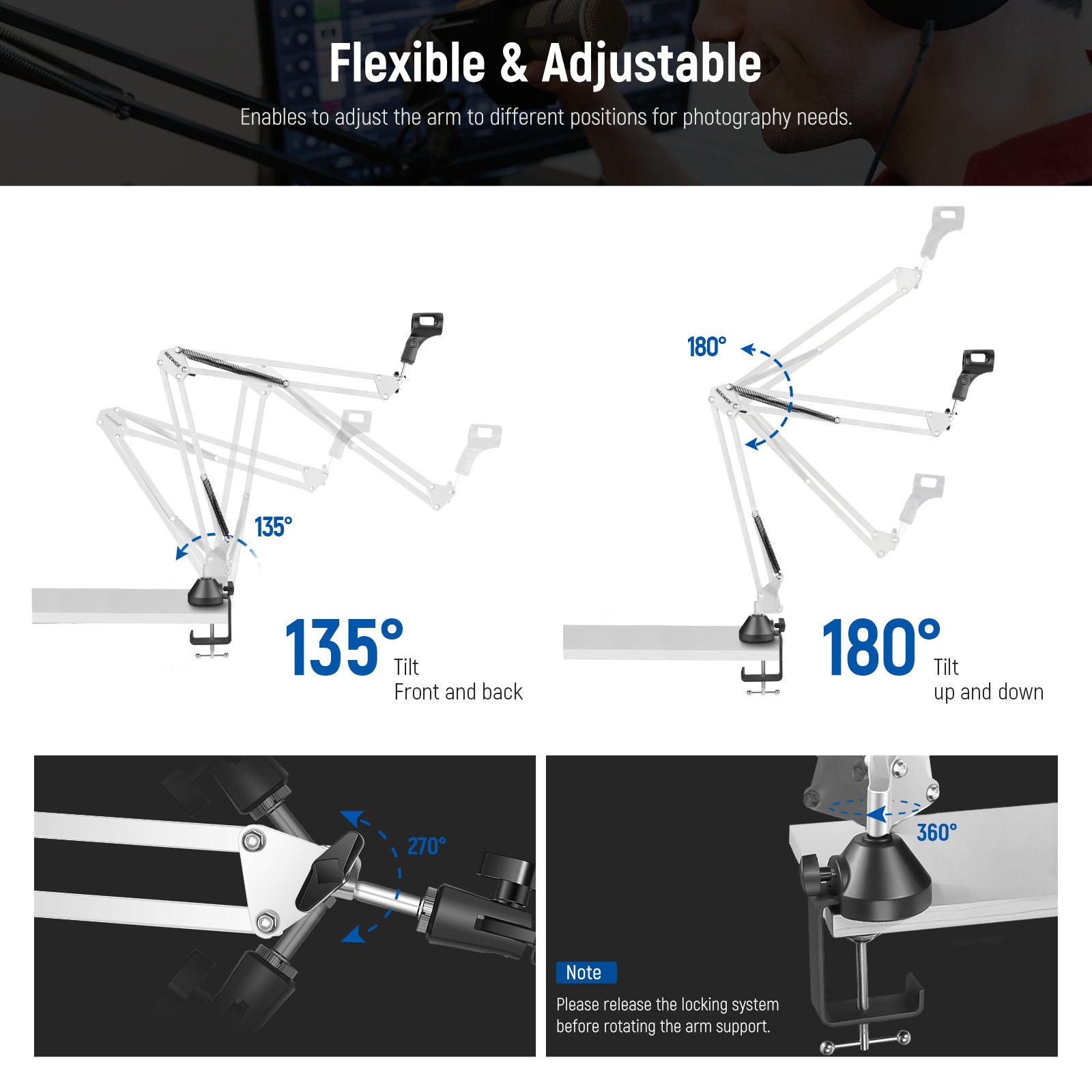 Adjustable Microphone Boom Arm