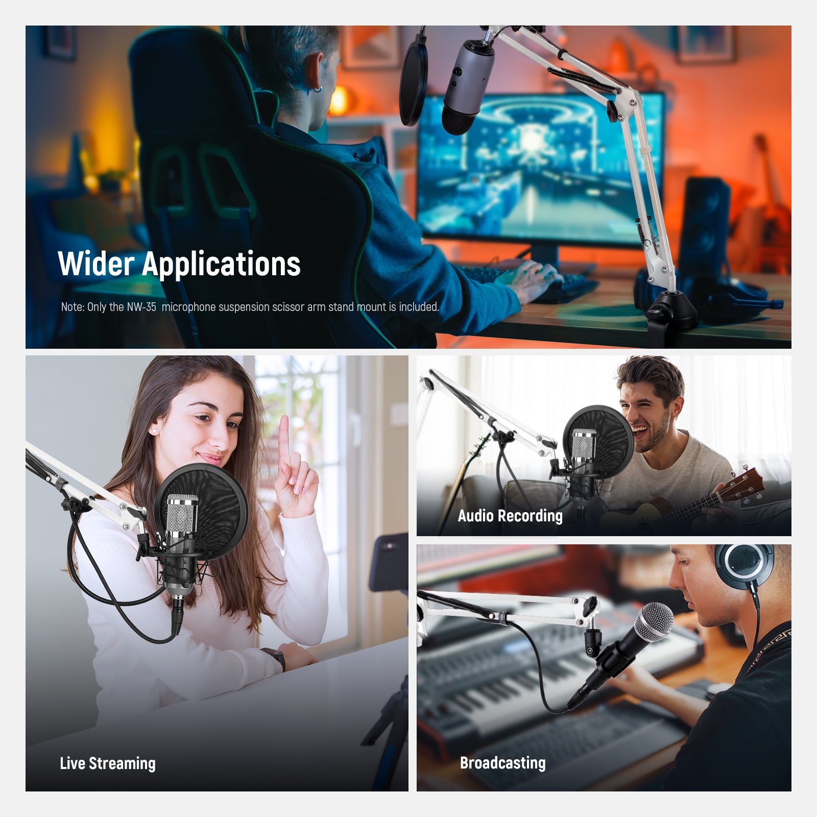 Scenarios for NEEWER NW-35 Adjustable Desk Microphone Boom Arm