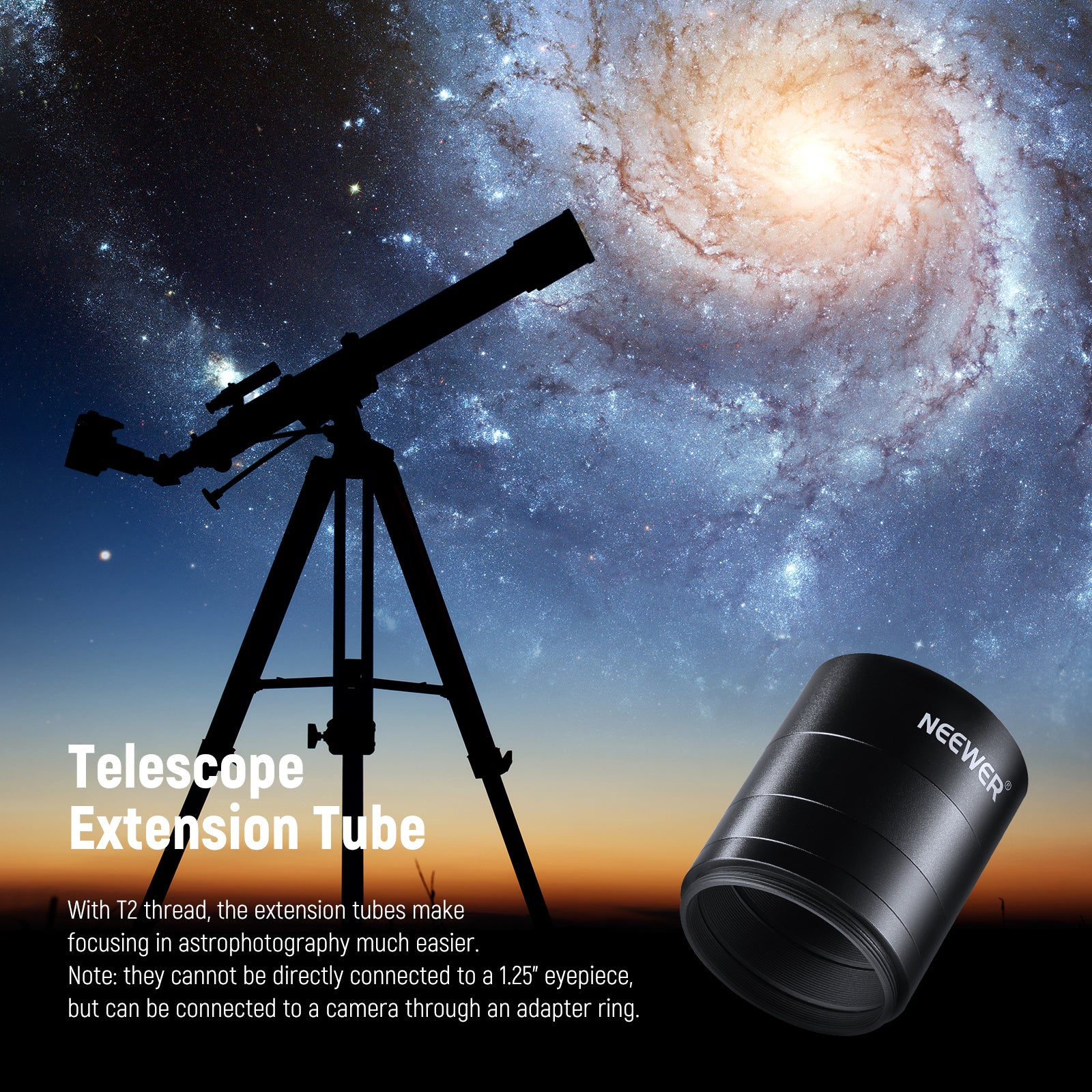 NEEWER LS-T6 Extension Tube makes focusing in astrophoeography much easier.