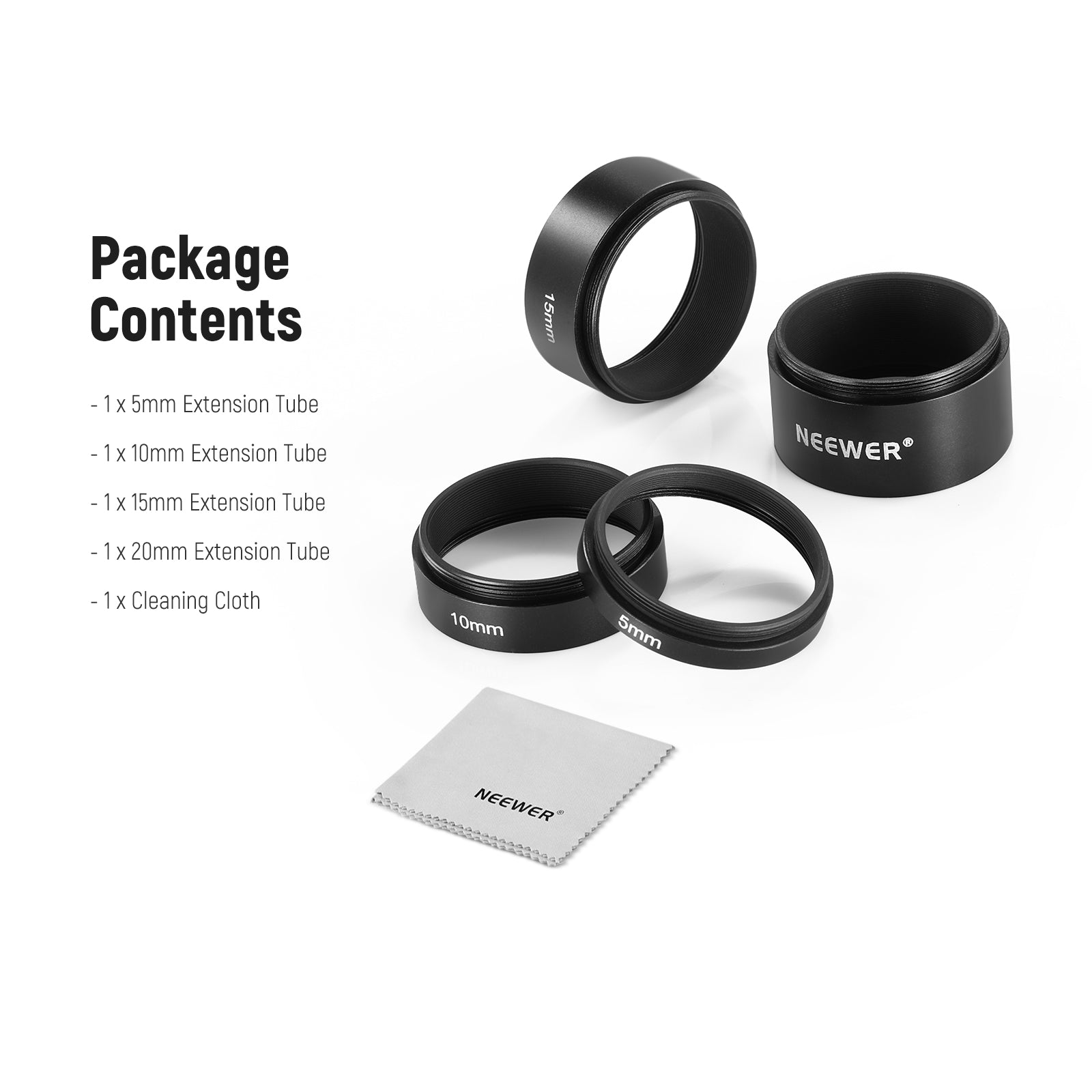 Package Contents of the NEEWER LS-T6 Extension Tube Kit