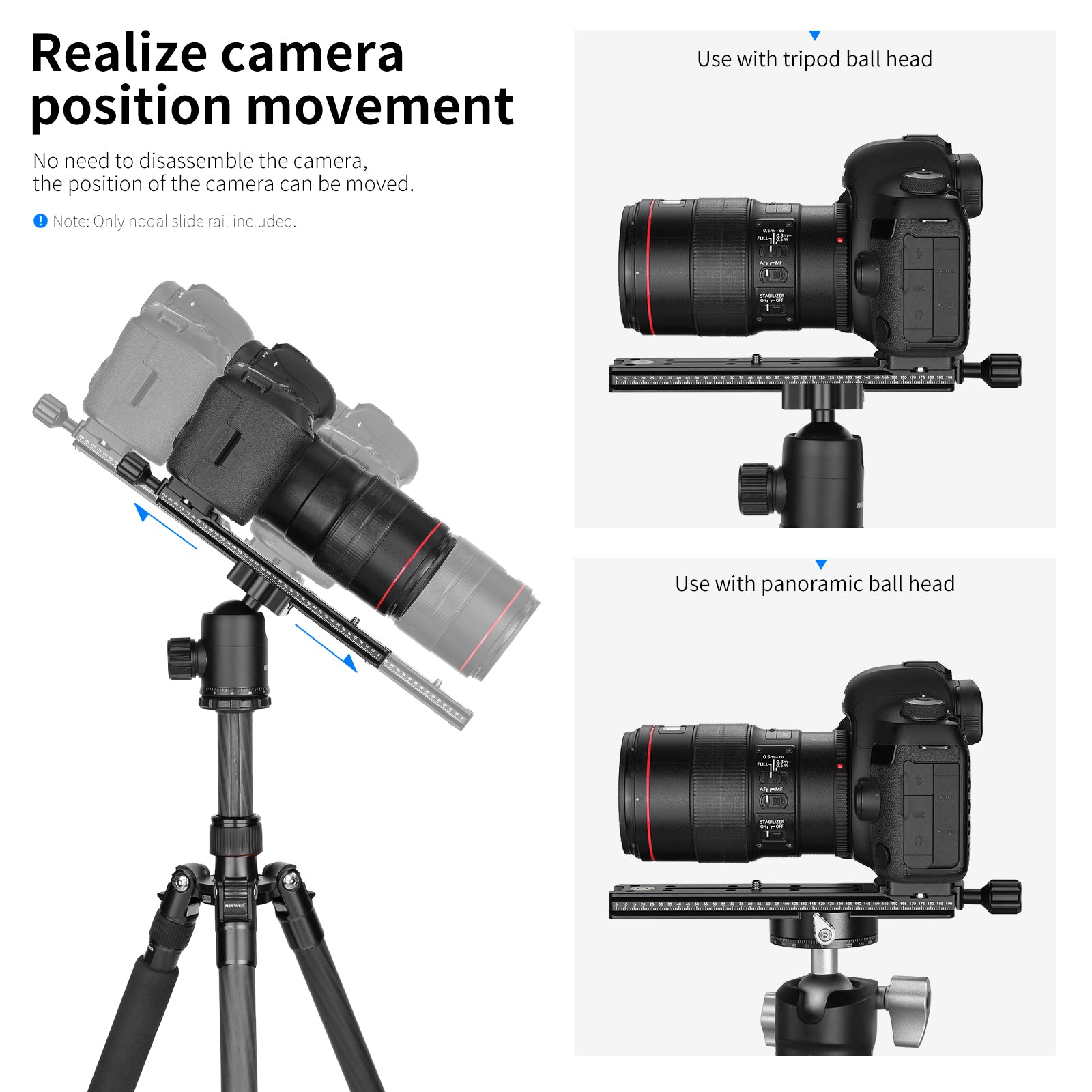 NEEWER GM-NA-200 Nodal Rail Slide can realize camera position movement.