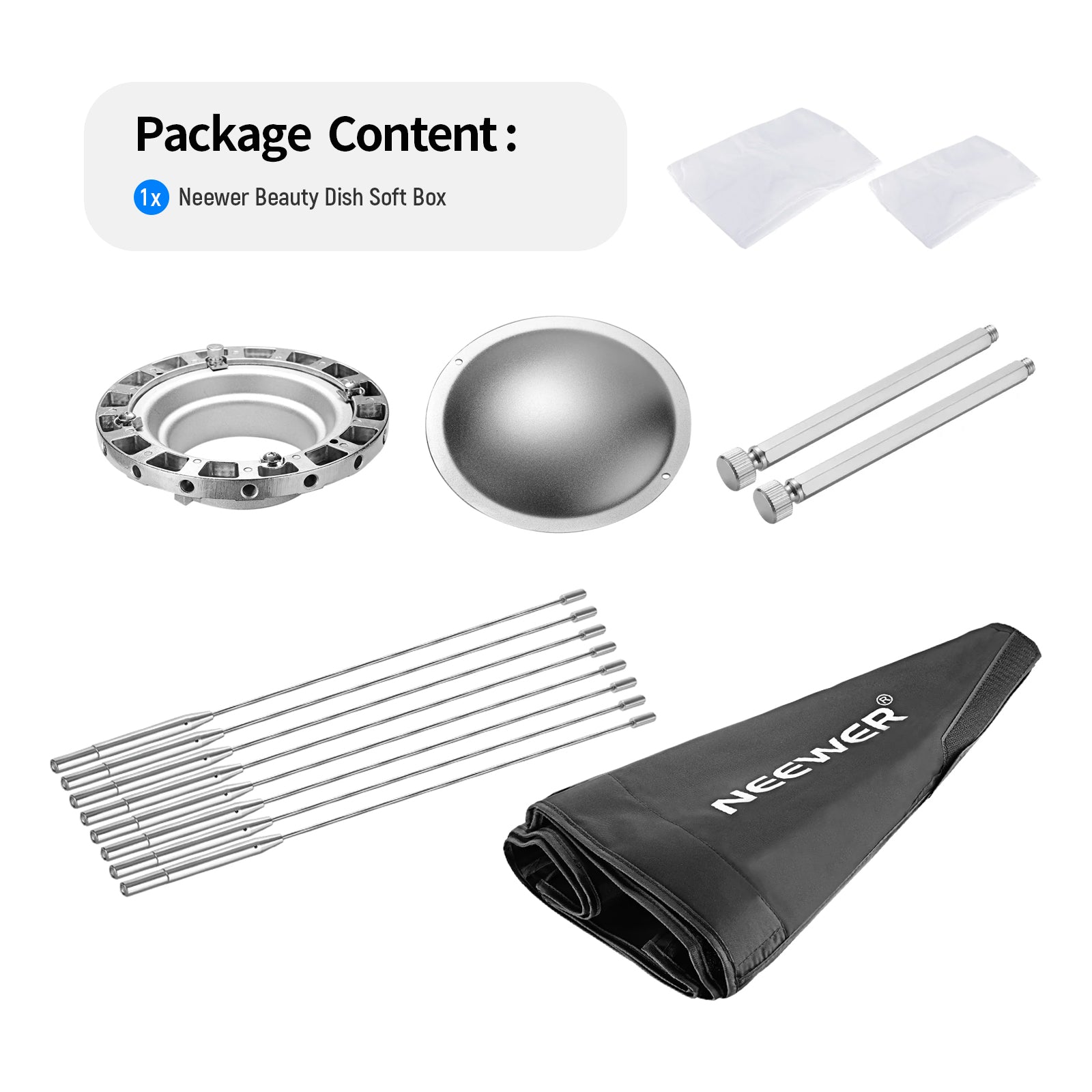 Package Contents of the NEEWER 60CM Beauty Dish Octagonal Softbox