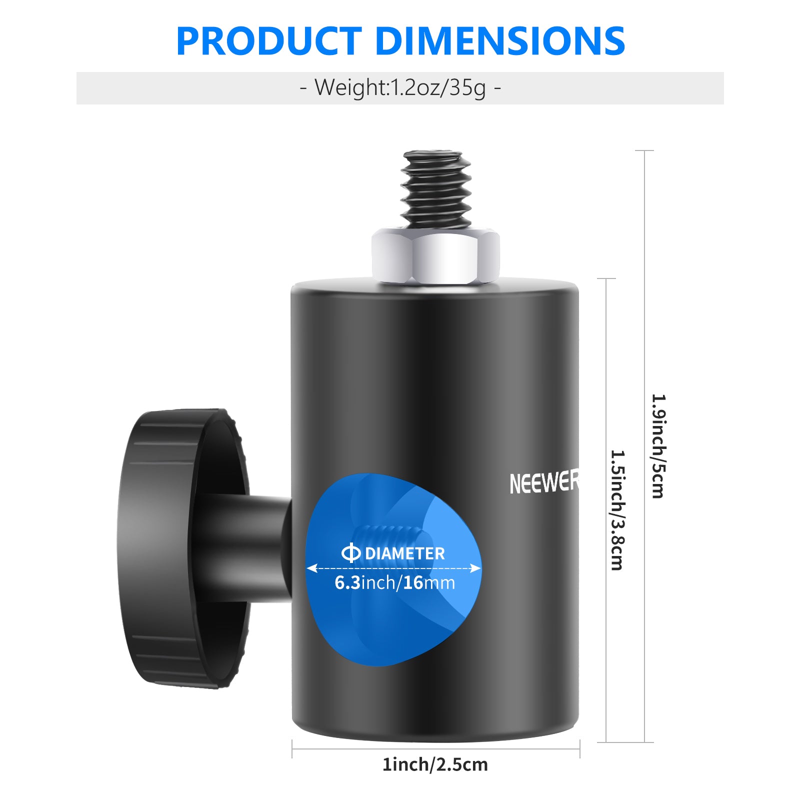 Product dimensions of the NEEWER ST12 Rapid Adapter