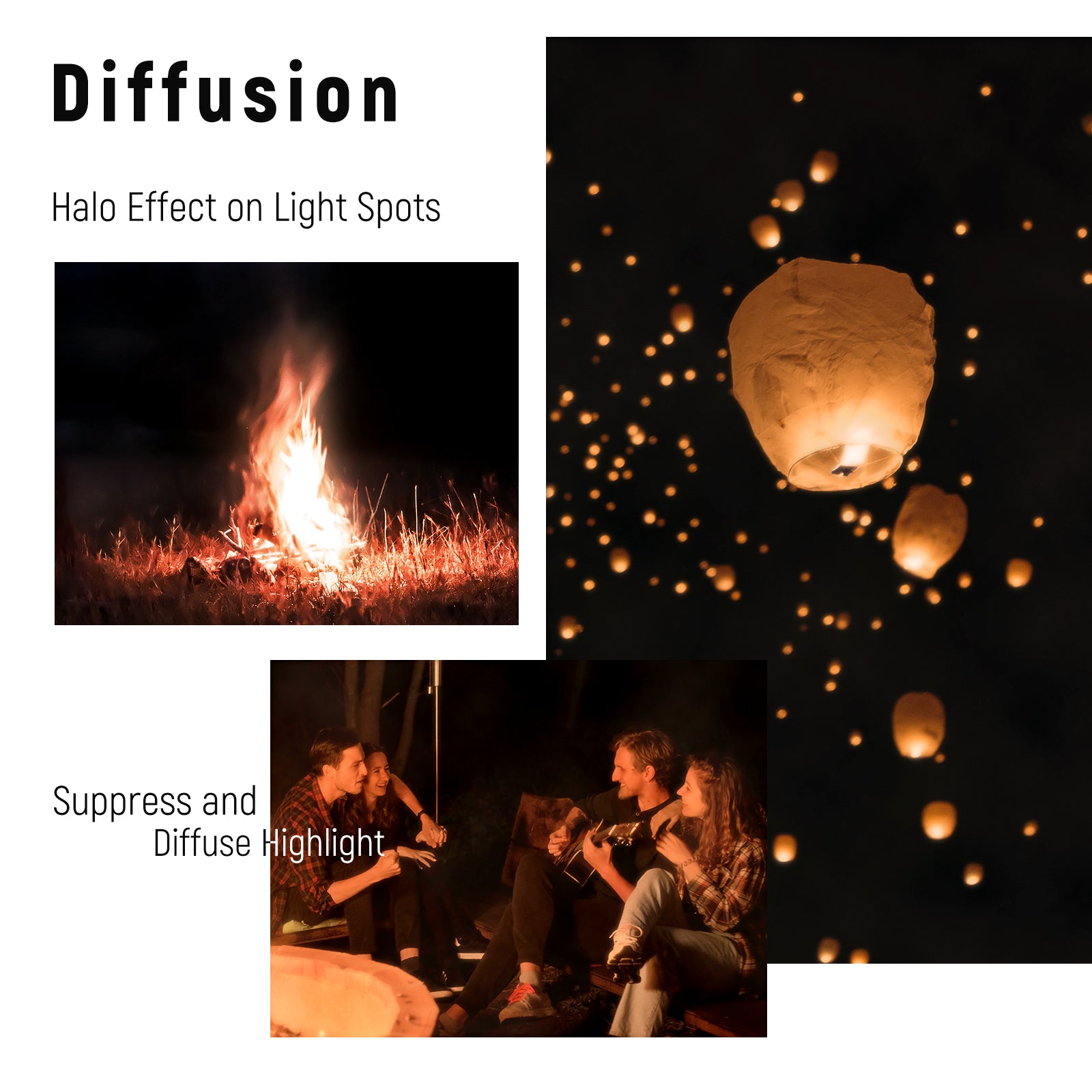 This black Diffusion 1/4 filter lowers the contrast