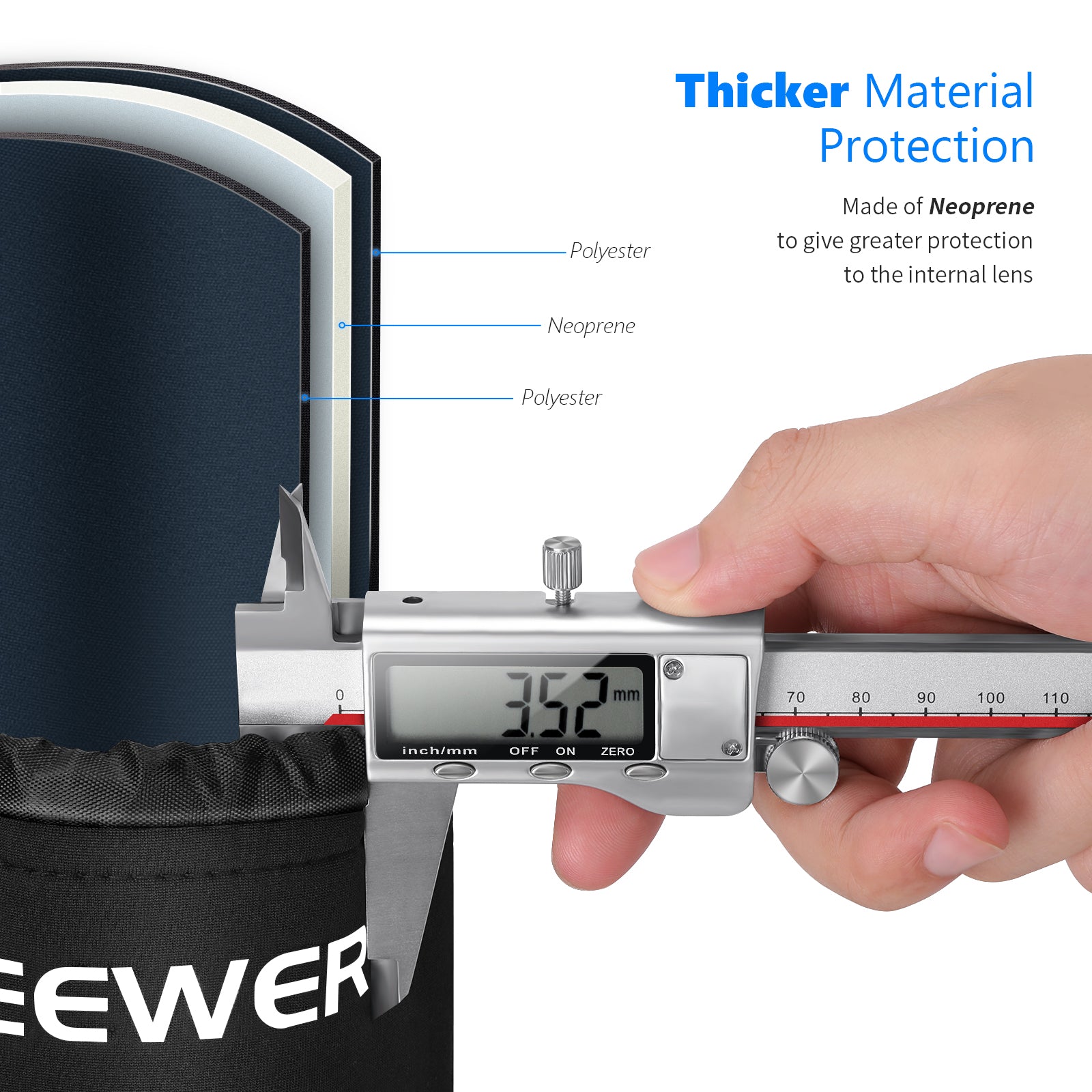 NEEWER Camera Lens Bag gives greater protection to the internal lens.