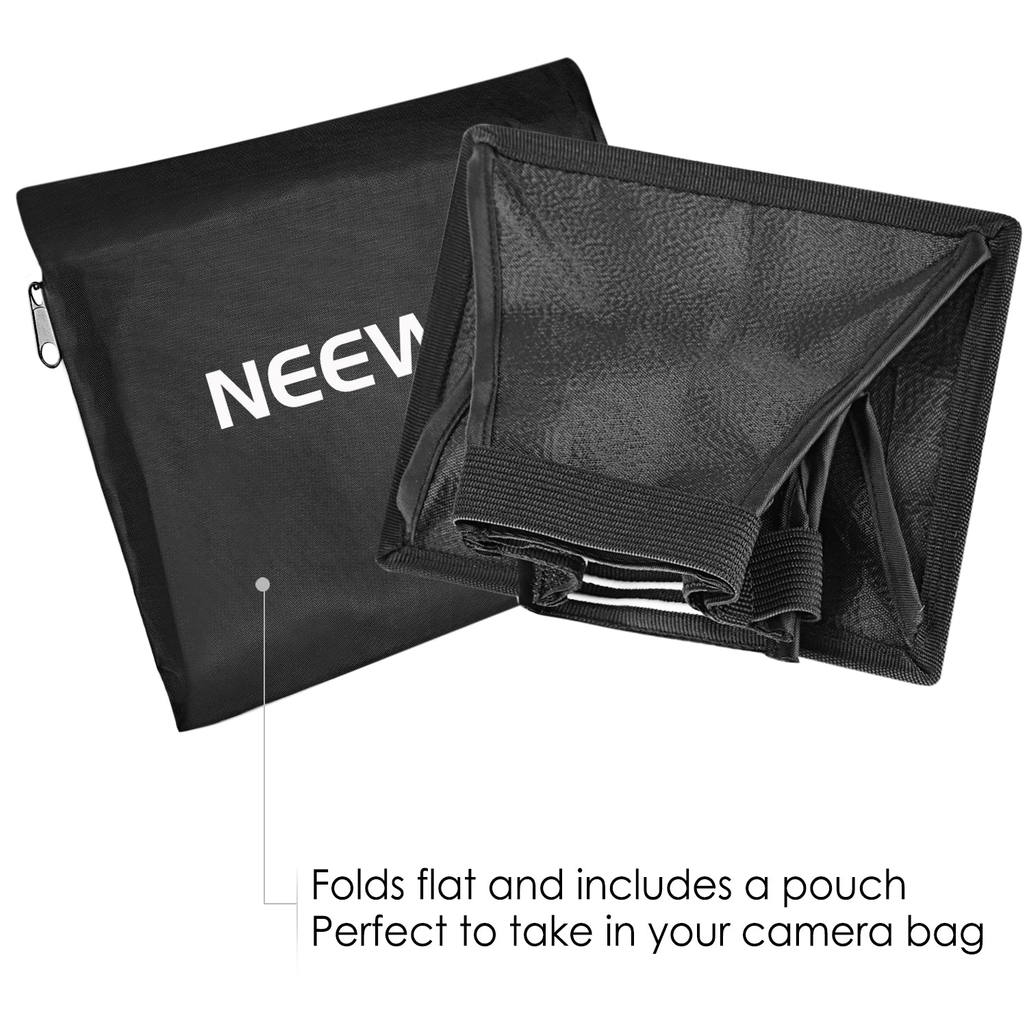 NEEWER Speedlite Flash Softbox and Reflector Diffuser Kit includes a carrying pouch.