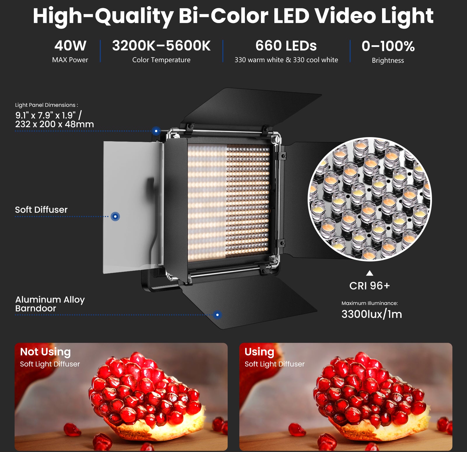 High-Quality Bi-Color Dimmable LED Video Light