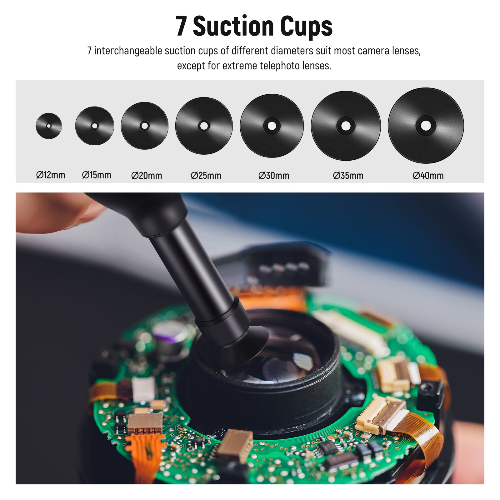 7 interchangeable suction cups