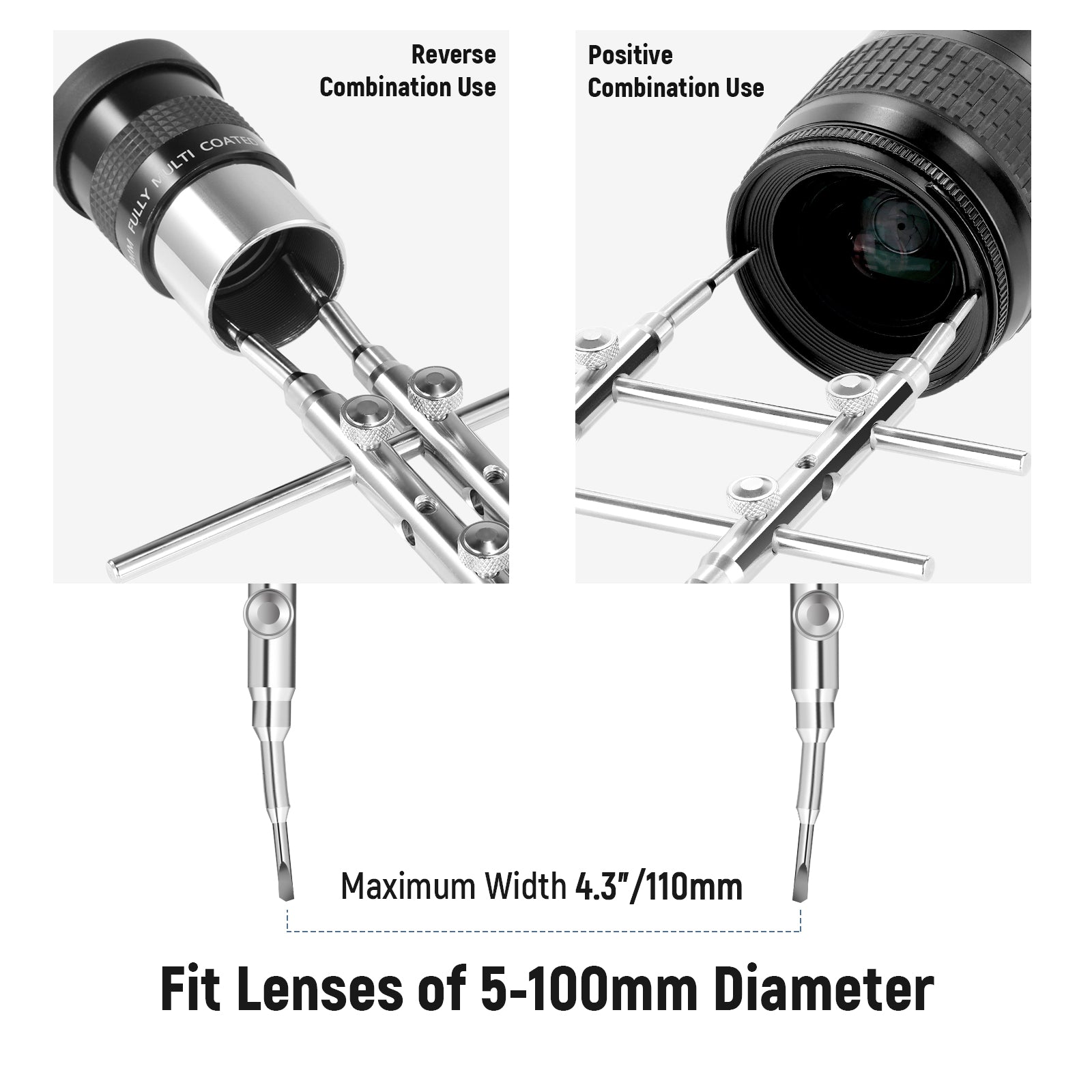 The NEEWER curved lens spanner wrench fits grip rings of telescope camera lenses and optical lenses.