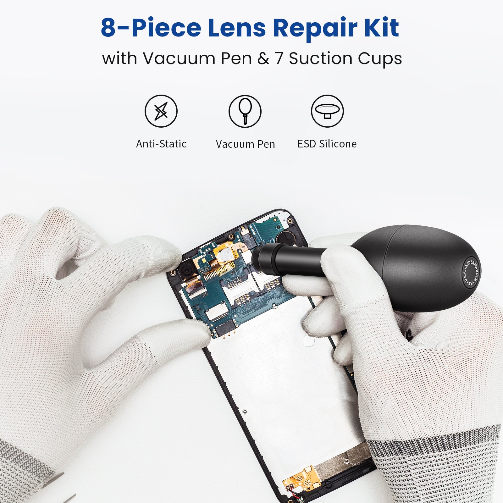 8-Piece Lens Repair Kit with Vacuum Pen & 7 Suction Cups