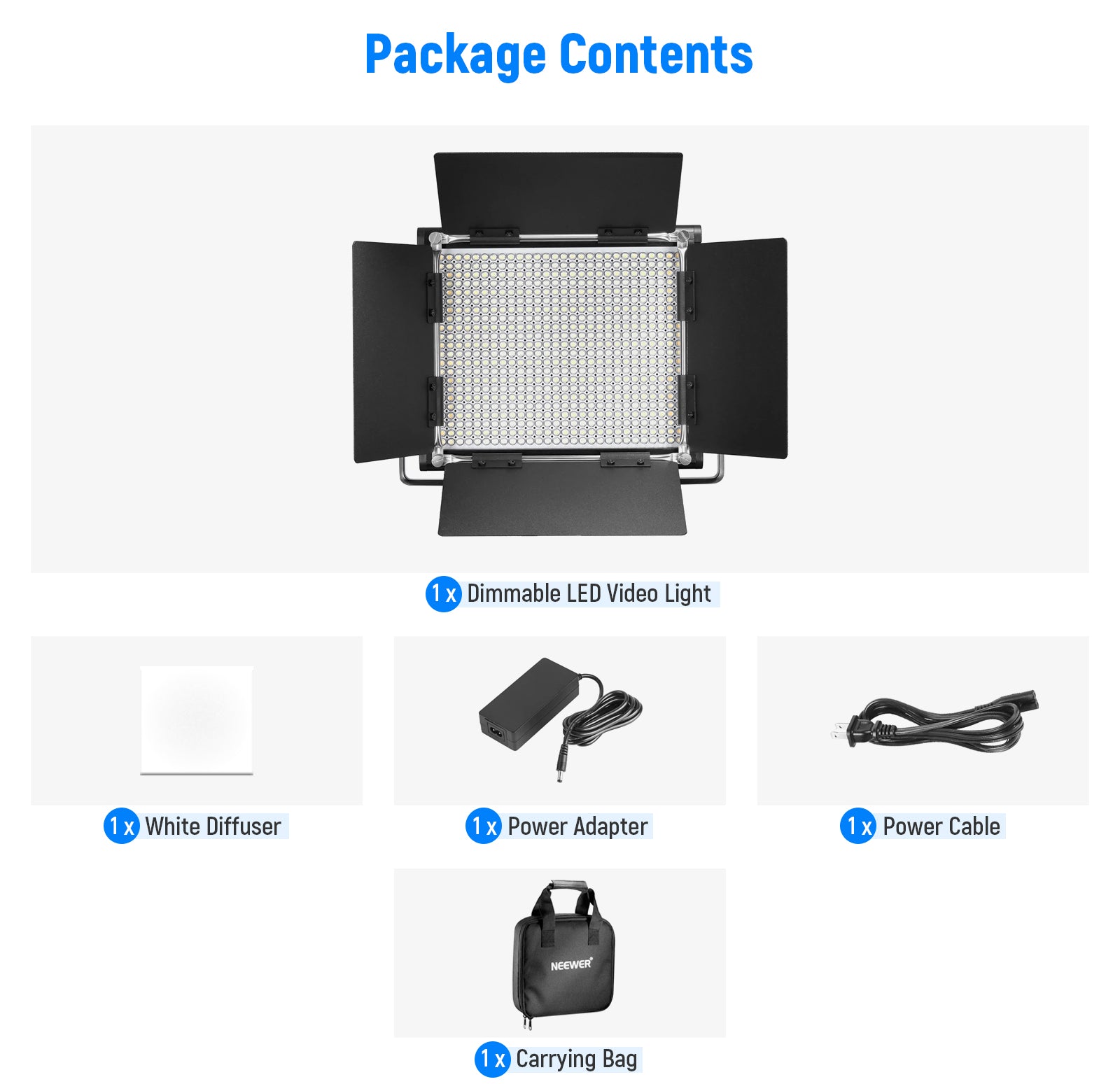 Package Contents of the NEEWER NL660 Bi-Color LED Panel Light