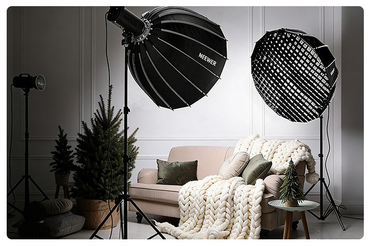 Two parabolic softboxes were used for the product shoot.