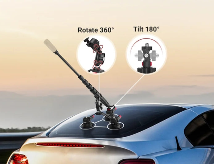 NEEWER CA065 dual 360-degree ball head magic arm adjustable angle positions for car vlog shooting