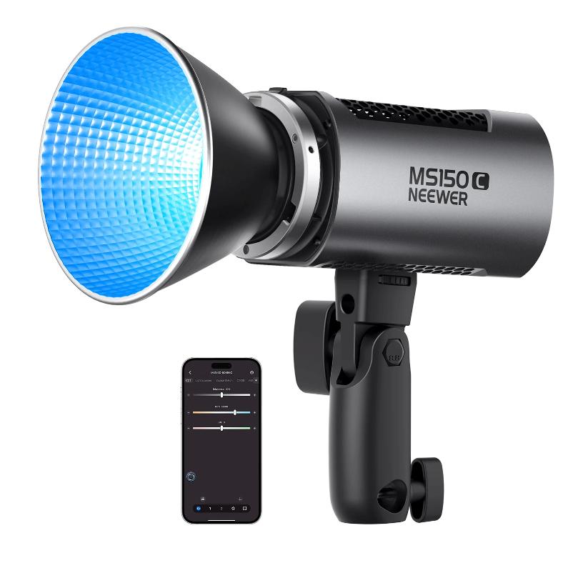NEEWER MS150C compact 150W RGBWW COB light with app and 2.4G control for creator studio setups