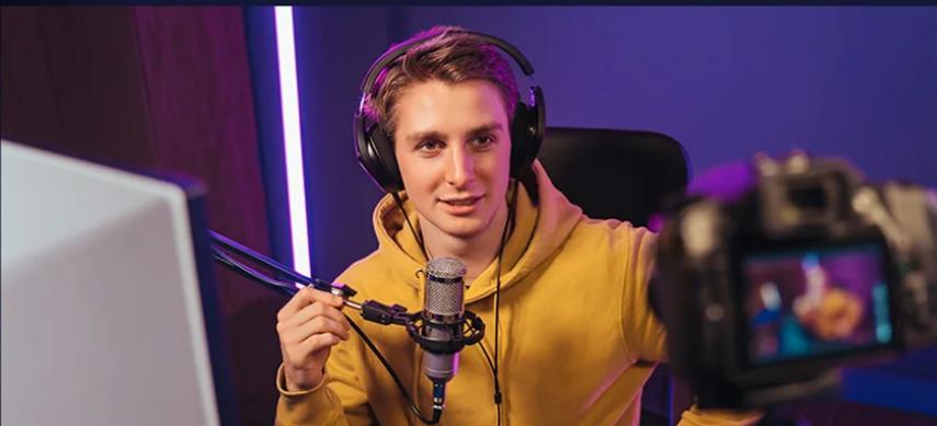 NEEWER MS150C talking-head lighting setup with RGB accent background