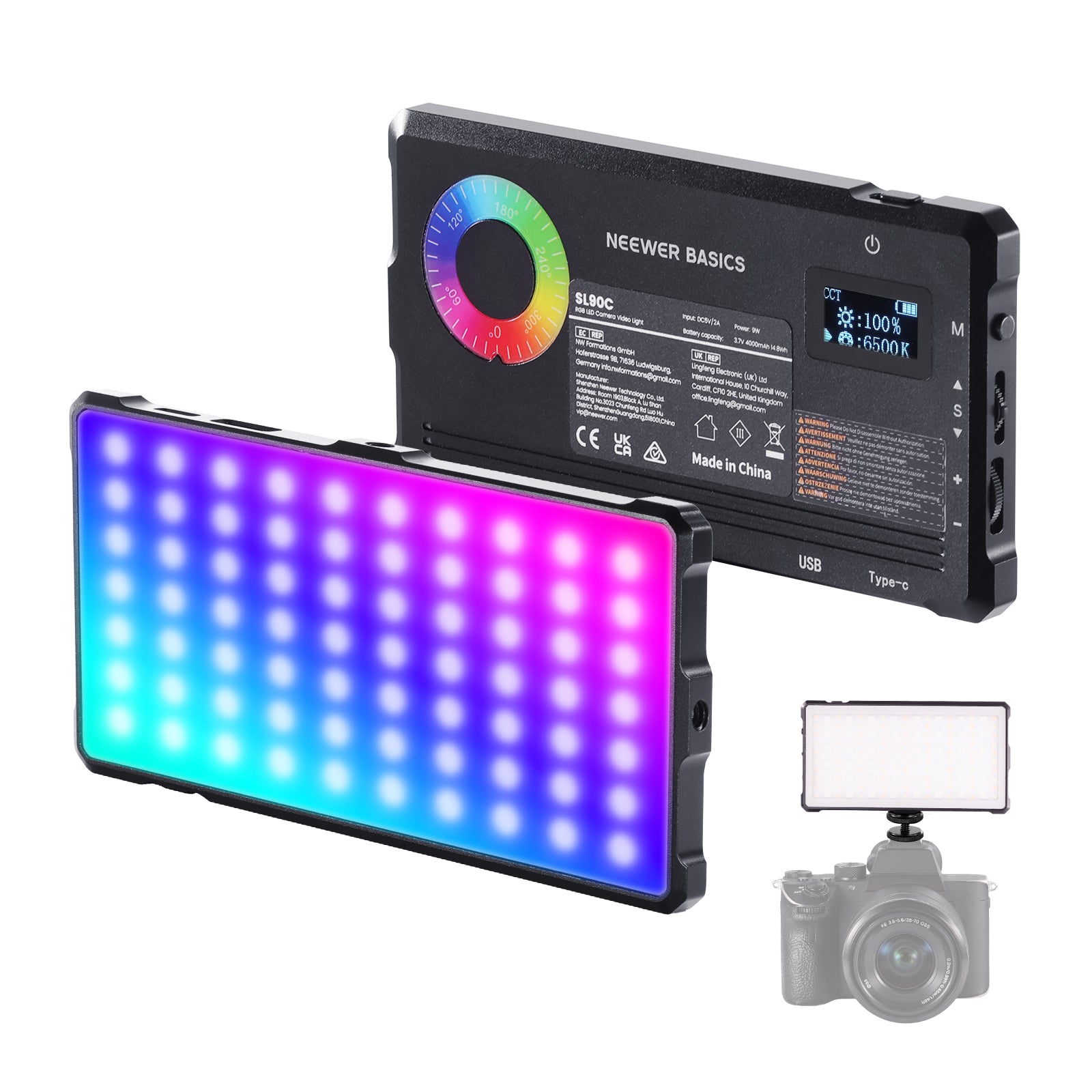 NEEWER SL90C Portable RGB Video Light | LED Camera Light