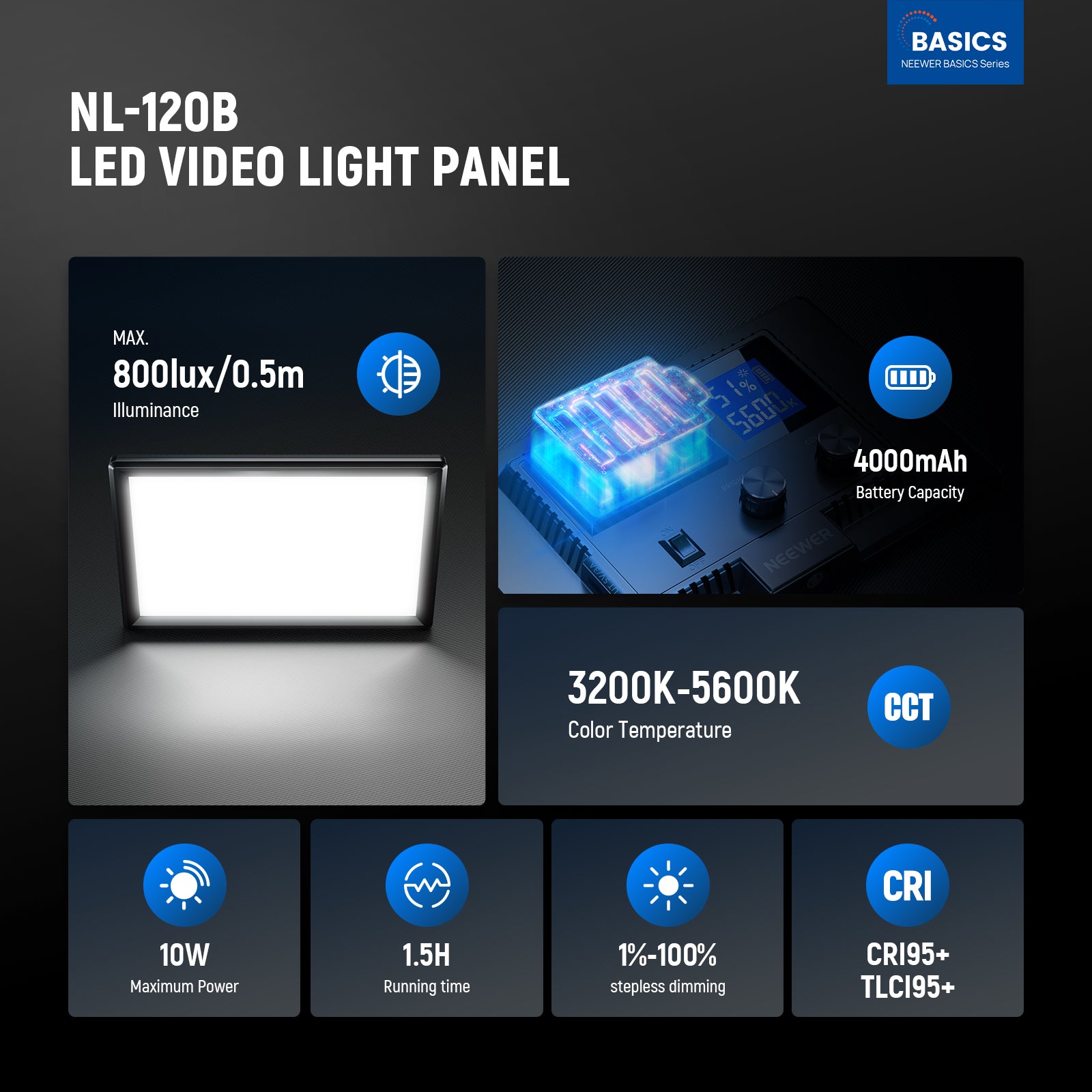 NEEWER BASICS NL-120B Bi Color LED Video Panel Light