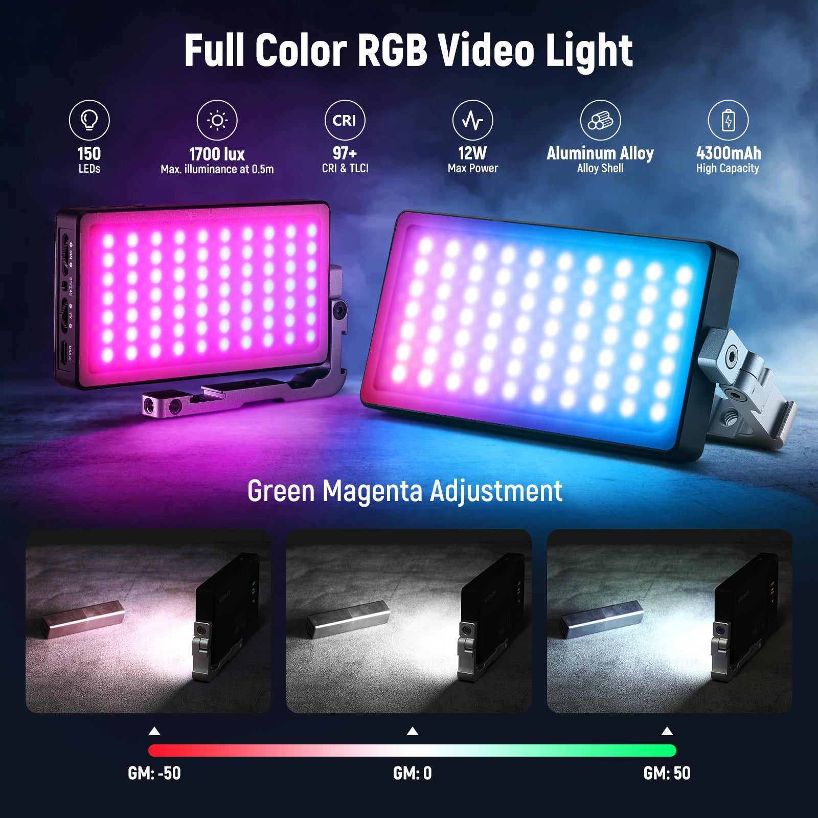 NANLITE RGB LEDライトセット NEEWER SL90 Aluminum Alloy RGB LED Panel Video Light