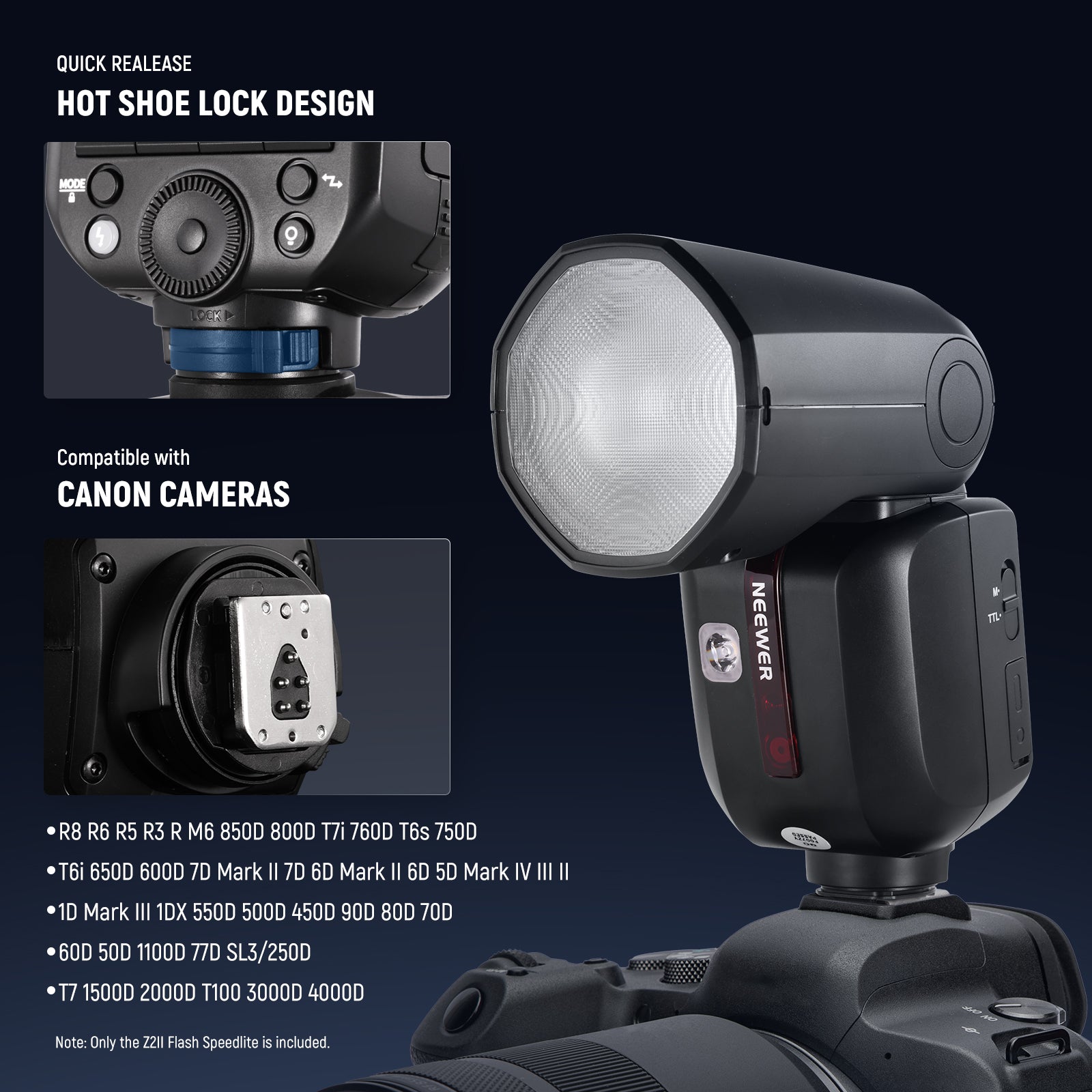 NEEWER Z2II 2.4G TTL Round Head Flash Speedlite