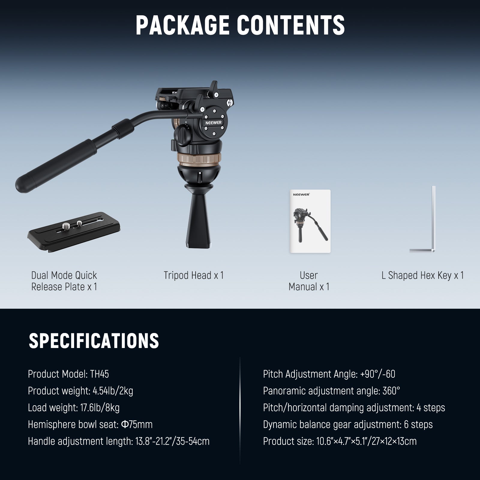 NEEWER TH45 Tripod Fluid Head - Thumbnail 3