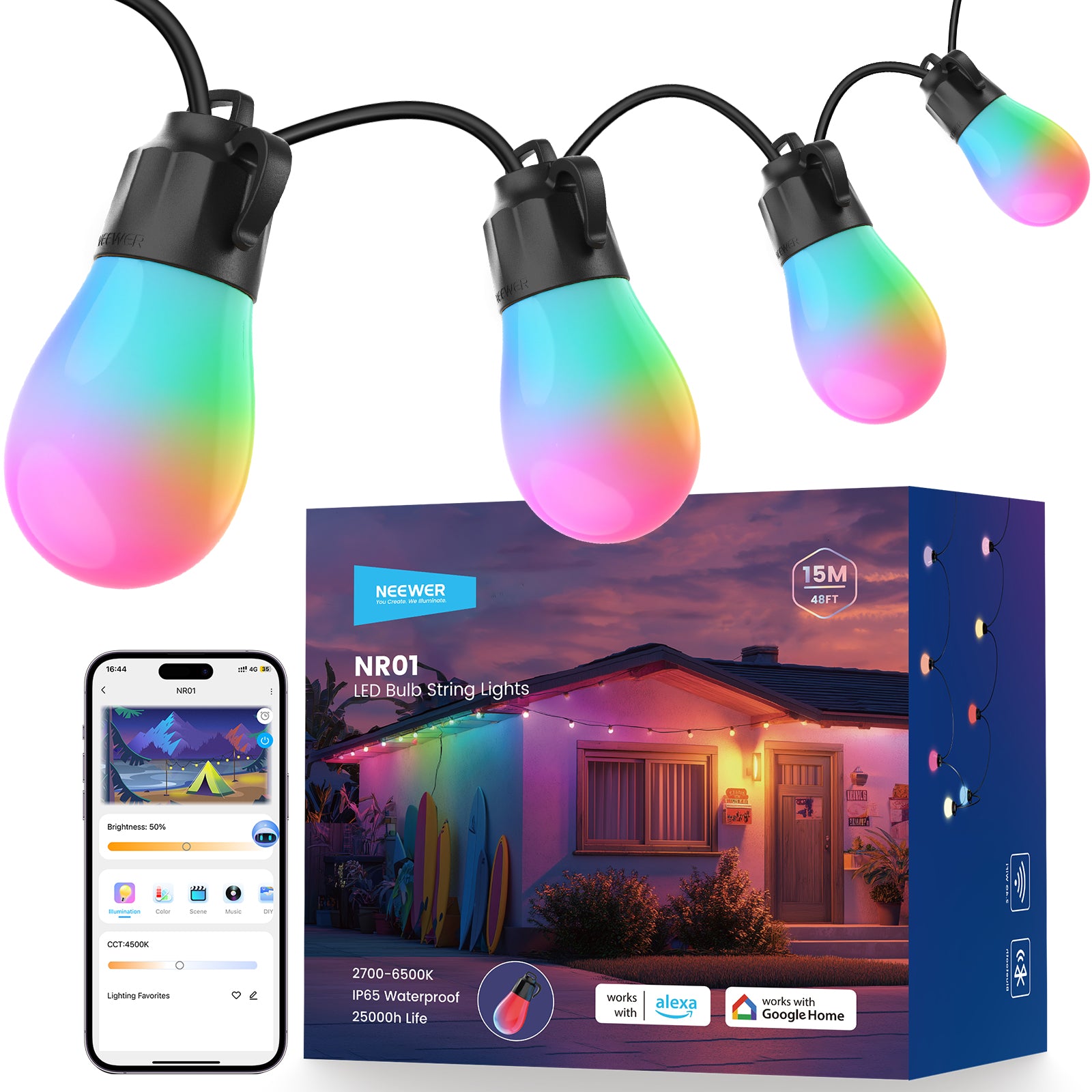 NEEWER NR01 Smart Outdoor String Lights