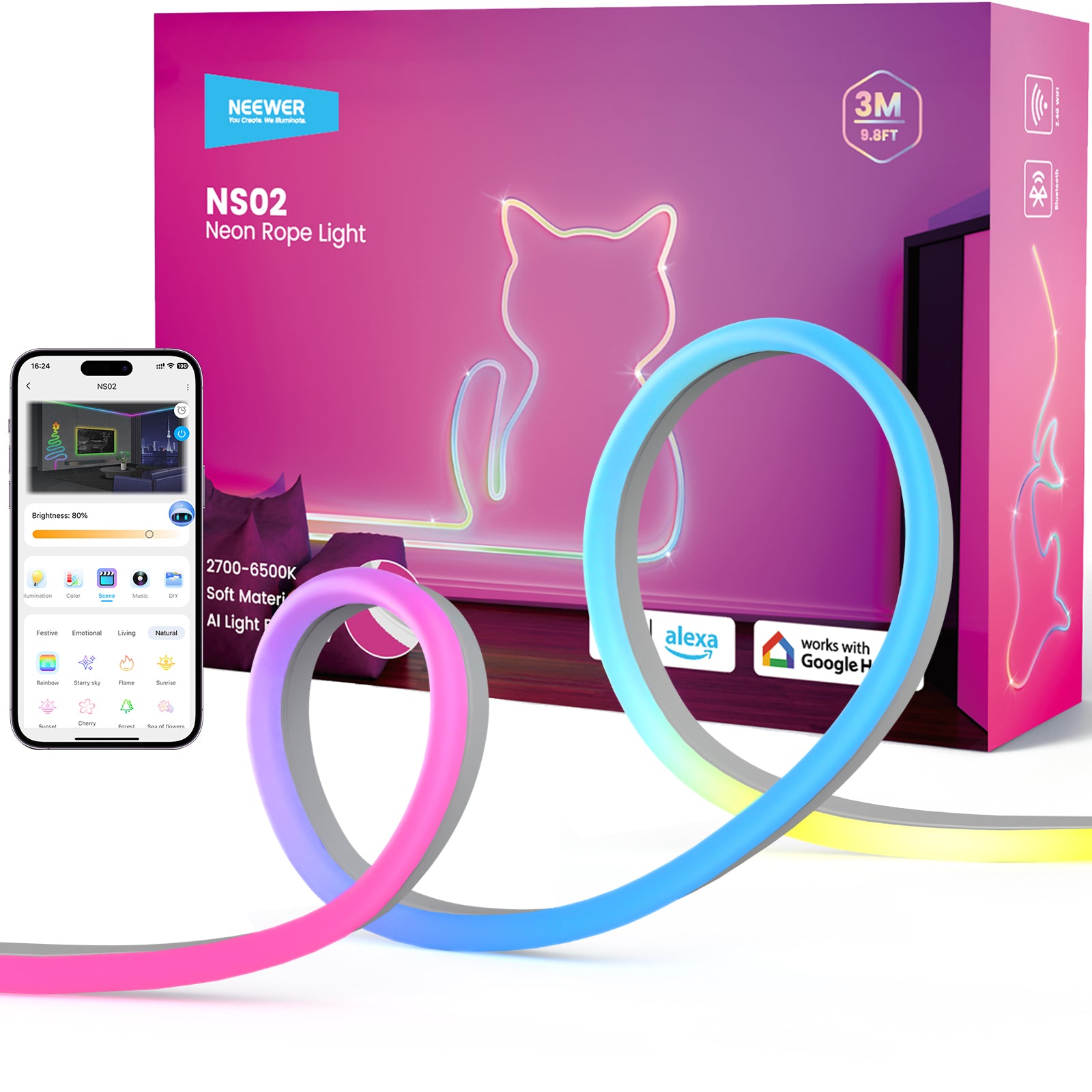 NEEWER NS02 Smart Neon Rope Light (Side-Lit)