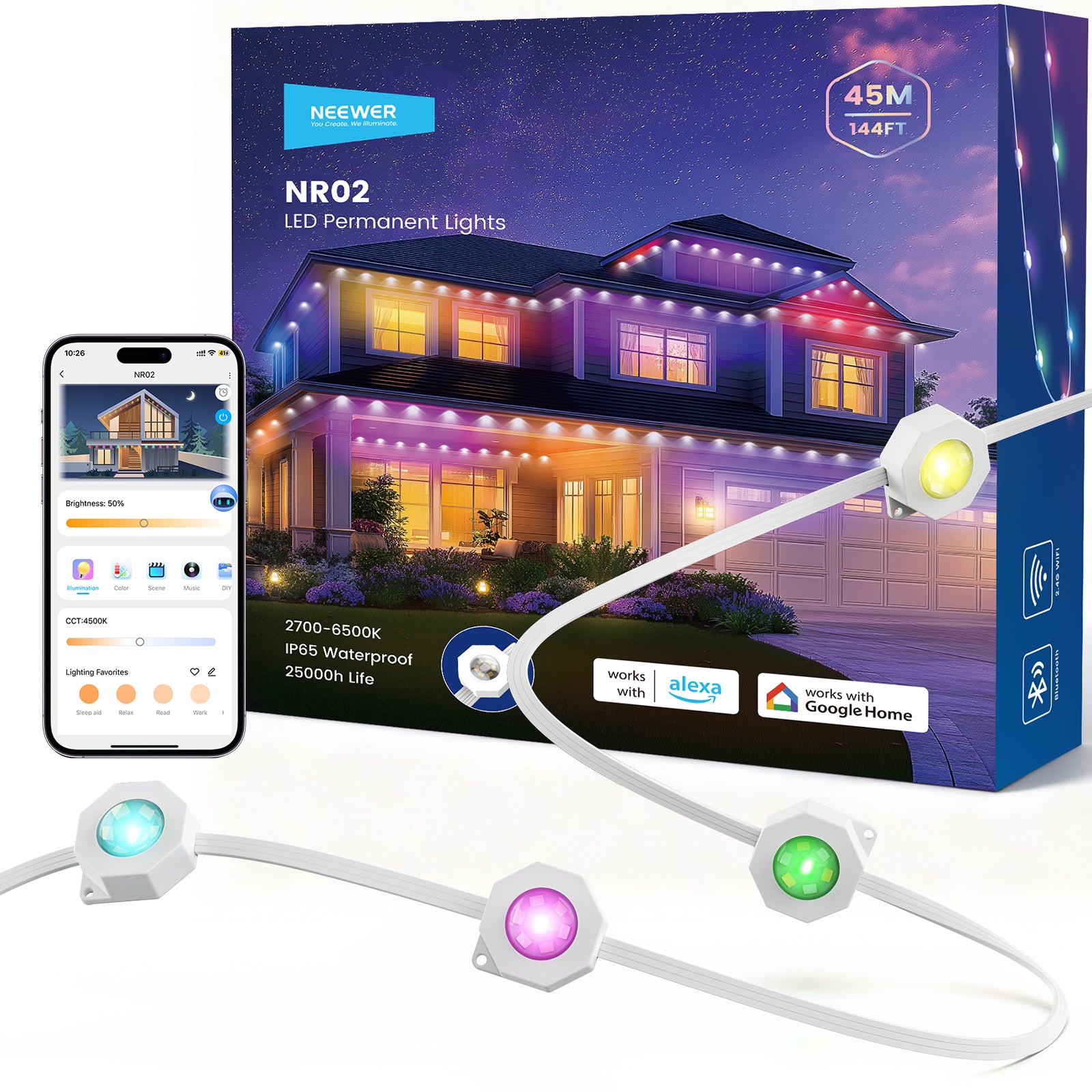 NEEWER NR02 Smart LED Outdoor Lights | Eave Lights