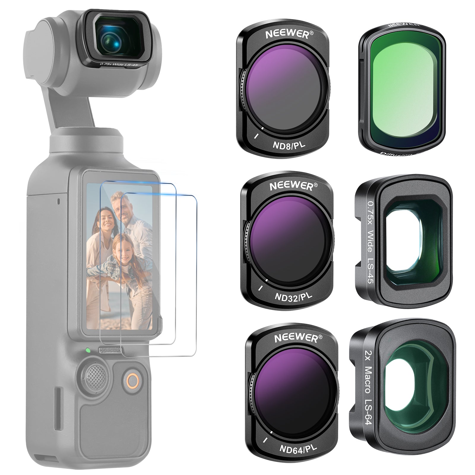 NEEWER FL-B16 ND/PL Filter Set & Lenses for Pocket 3 / Pocket 4