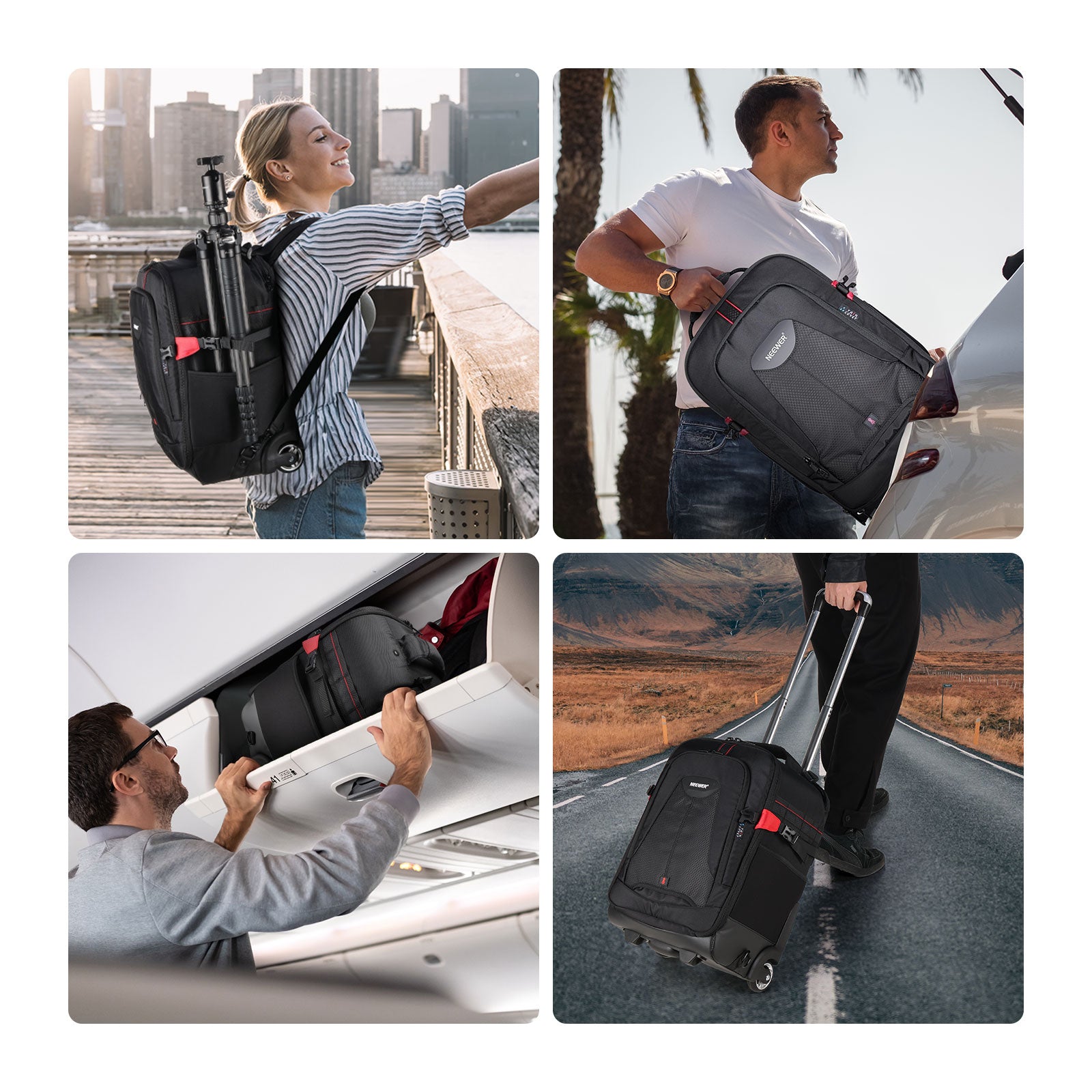 NEEWER 2-in-1 Rolling Camera Case | Camera Backpack