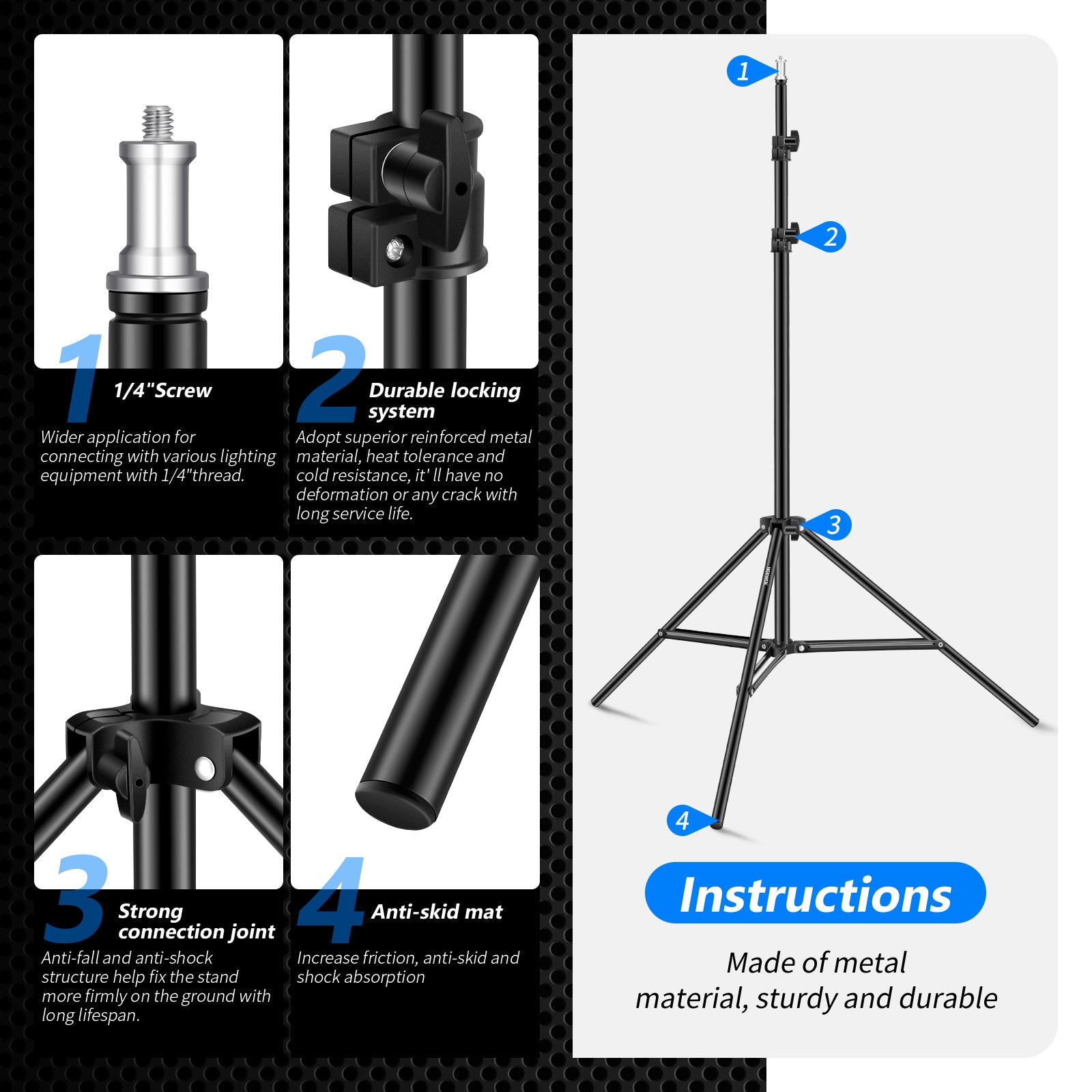 NEEWER ST240SS Rolling Light Stand | Outdoor Light Stand NEEWER ST240SS Rolling Light Stand | Outdoor Light Stand