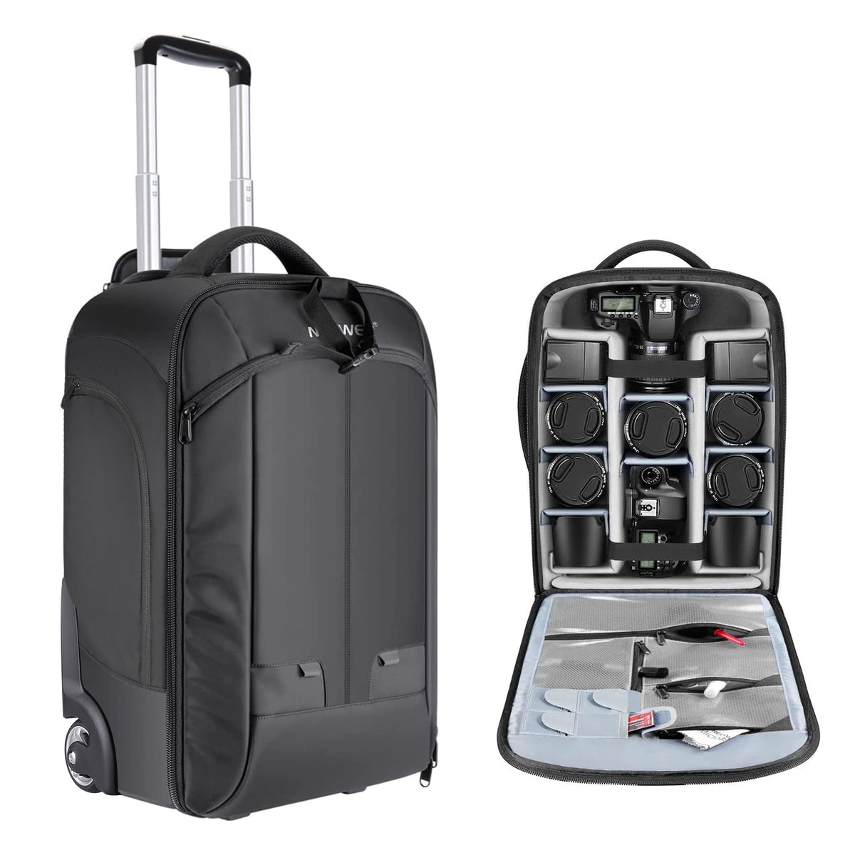 2 Camera Backpack NEEWER 2-in-1 Rolling Camera Bag | Photography Backpack
