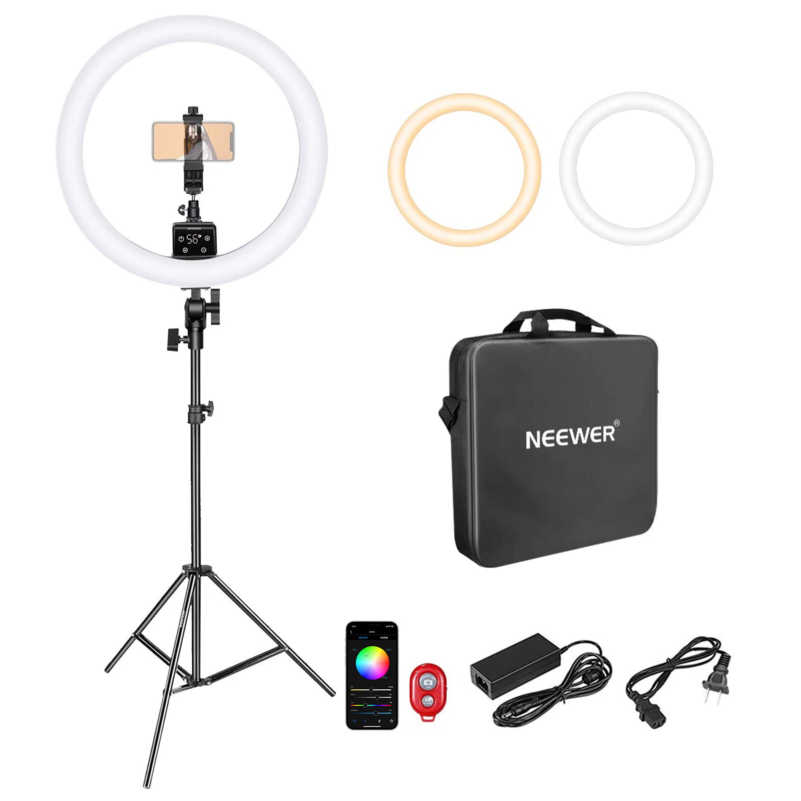 Neewer Advanced 2.4G 18-Inch LED Ring Light, Bi-Color 3200-5600K