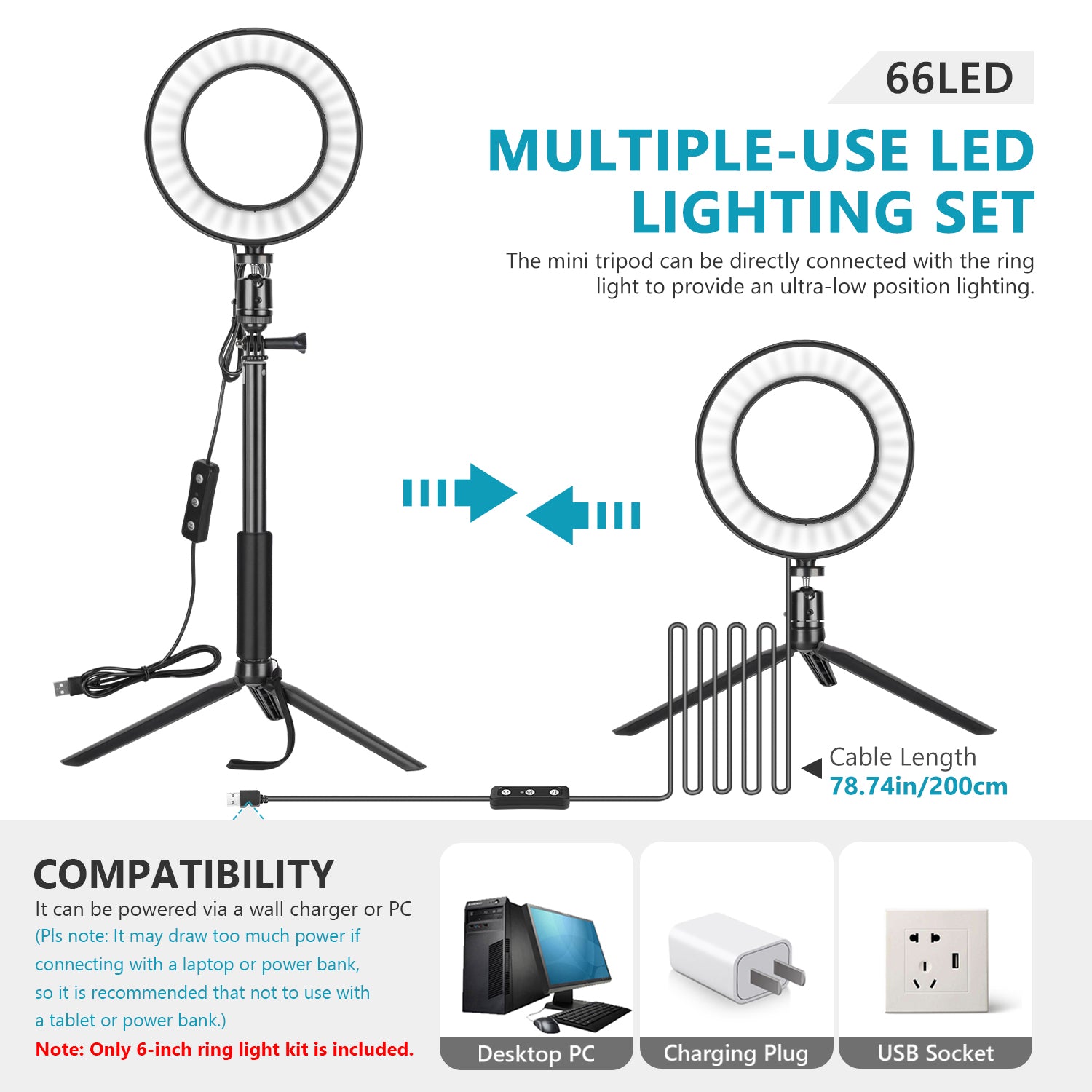 Neewer 14-inch Outer Dimmable LED Ring Light Kit Includes:30W Bi