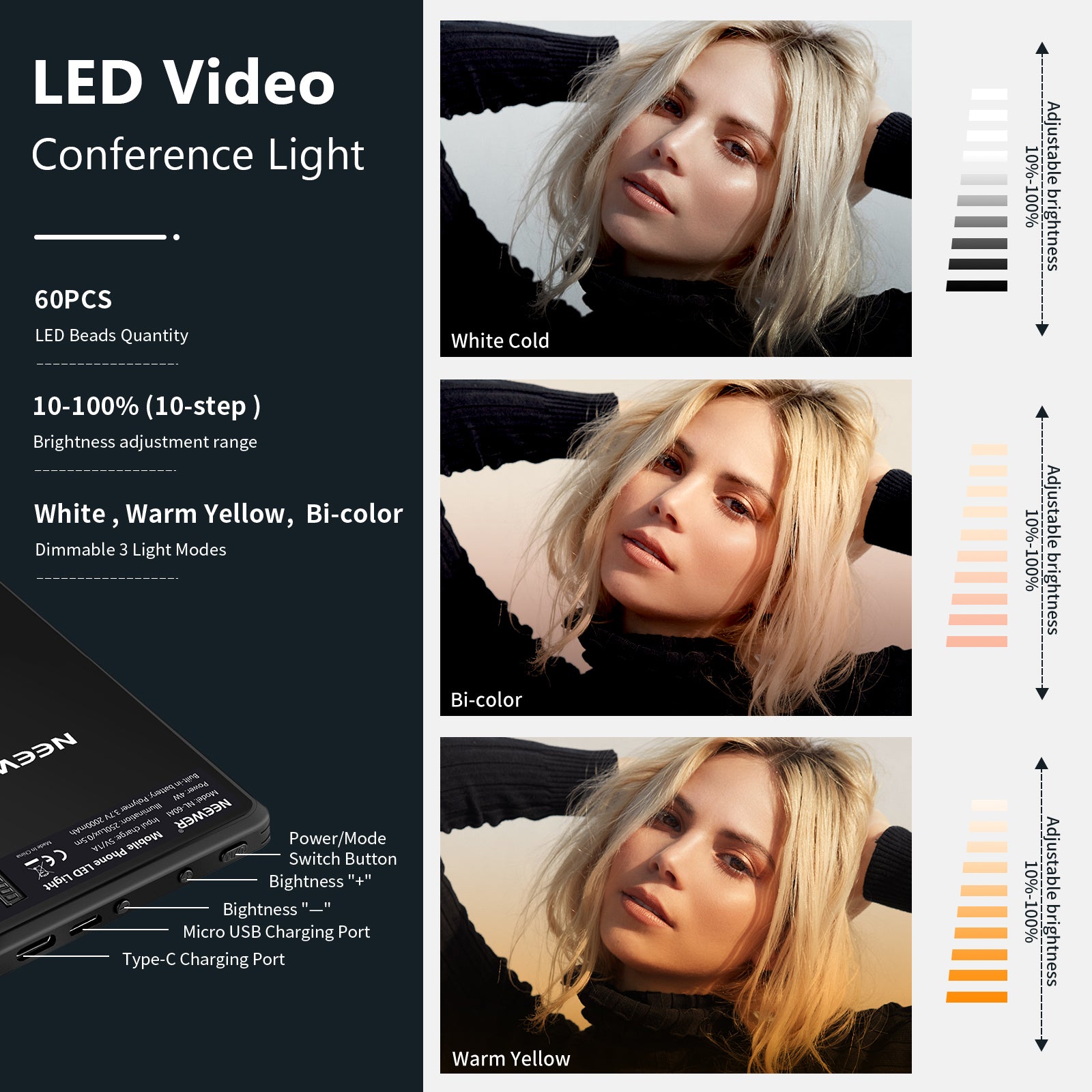 Neewer - Luz LED regulable - Live Studio