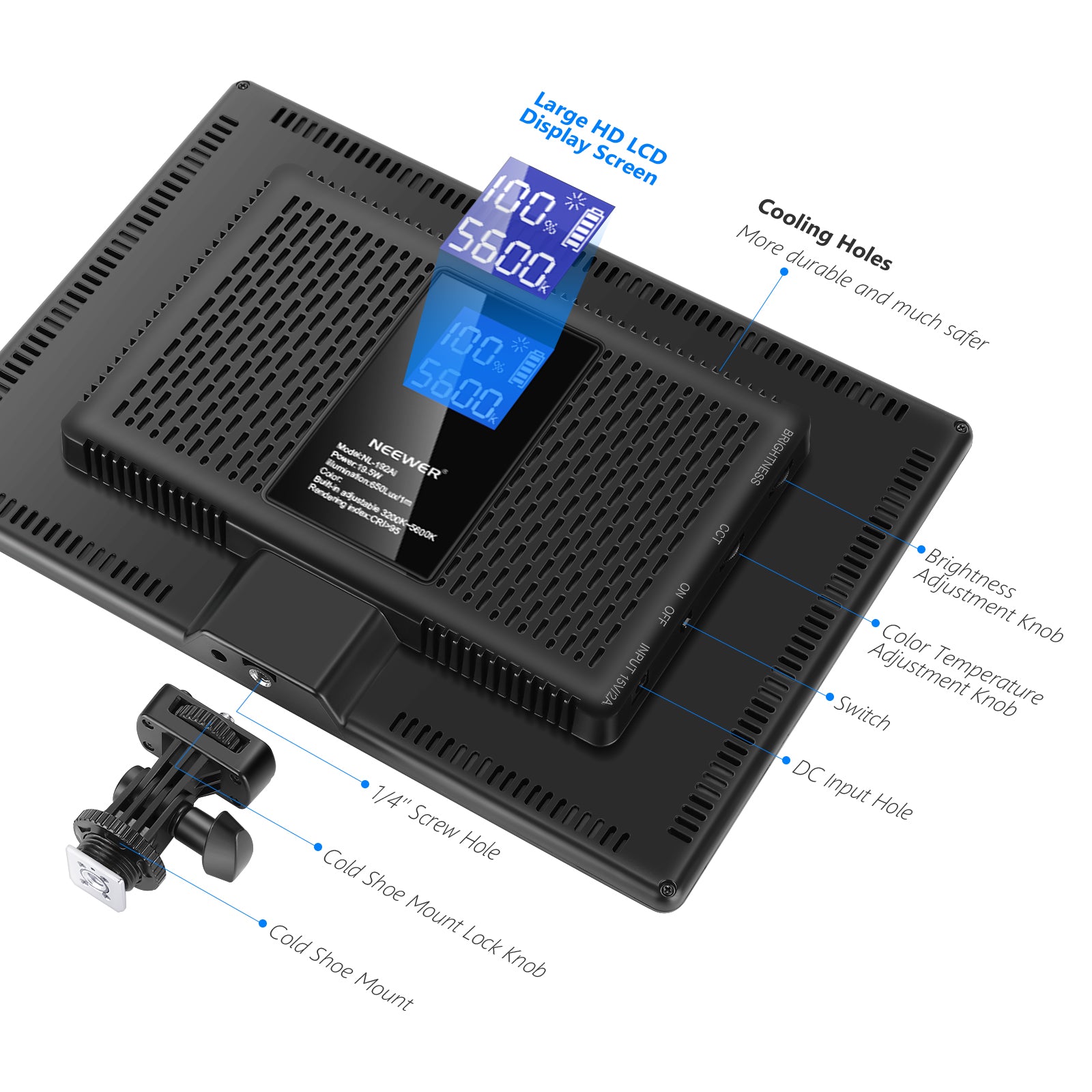 NEEWER NL-192AI LED Light Panel | Bi-Color Video Light