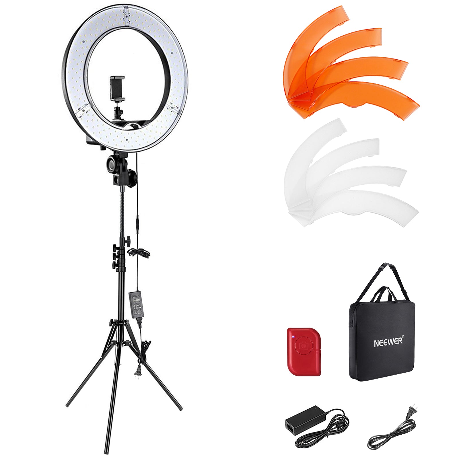 Neewer Ring Light Kit [Upgraded Version-1.8cm Ultra Slim] - 18 inches,  3200-5600K, Dimmable LED Ring Light with light stand