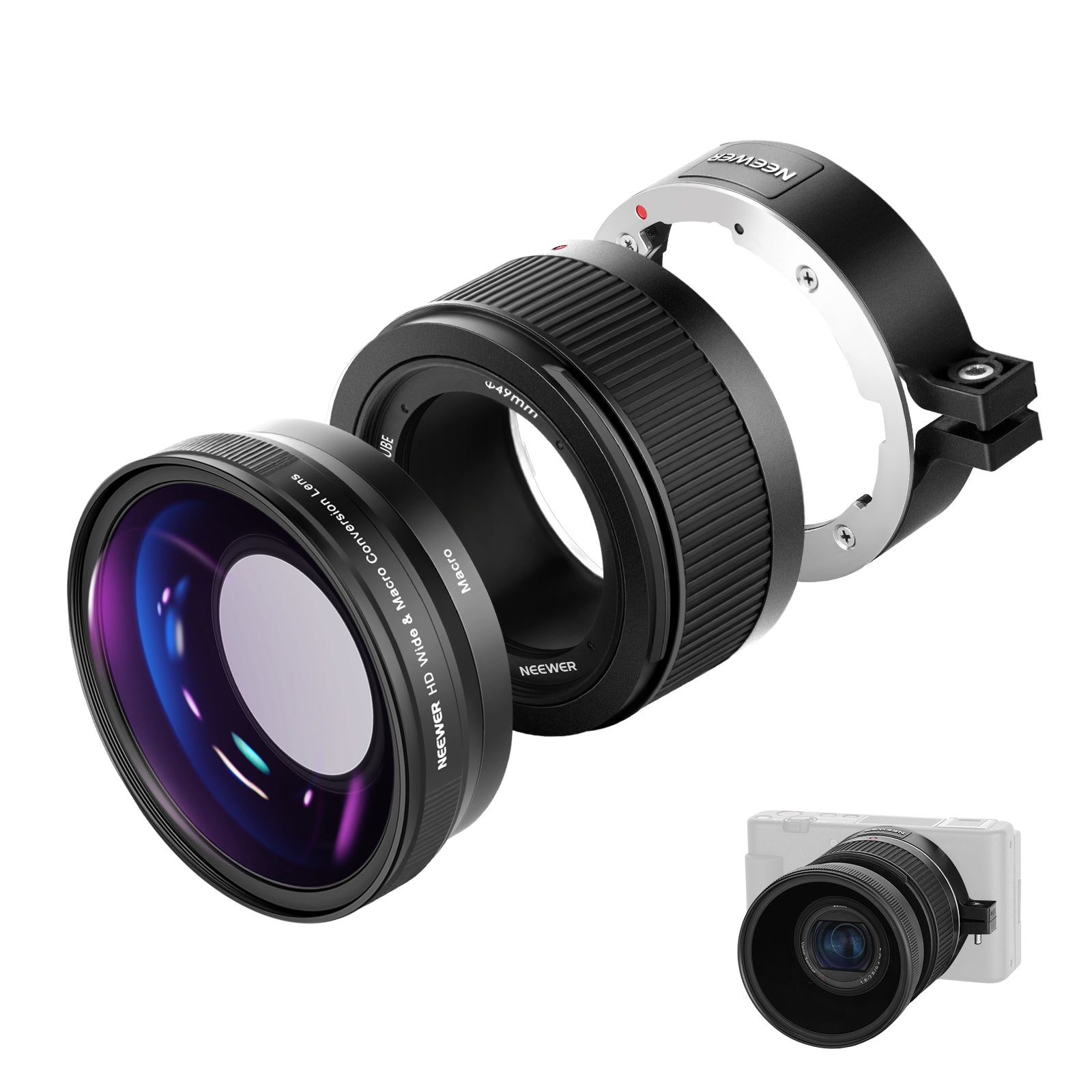 NEEWER 2-in-1 Wide Angle&10x Macro Lens for Sony ZV-1