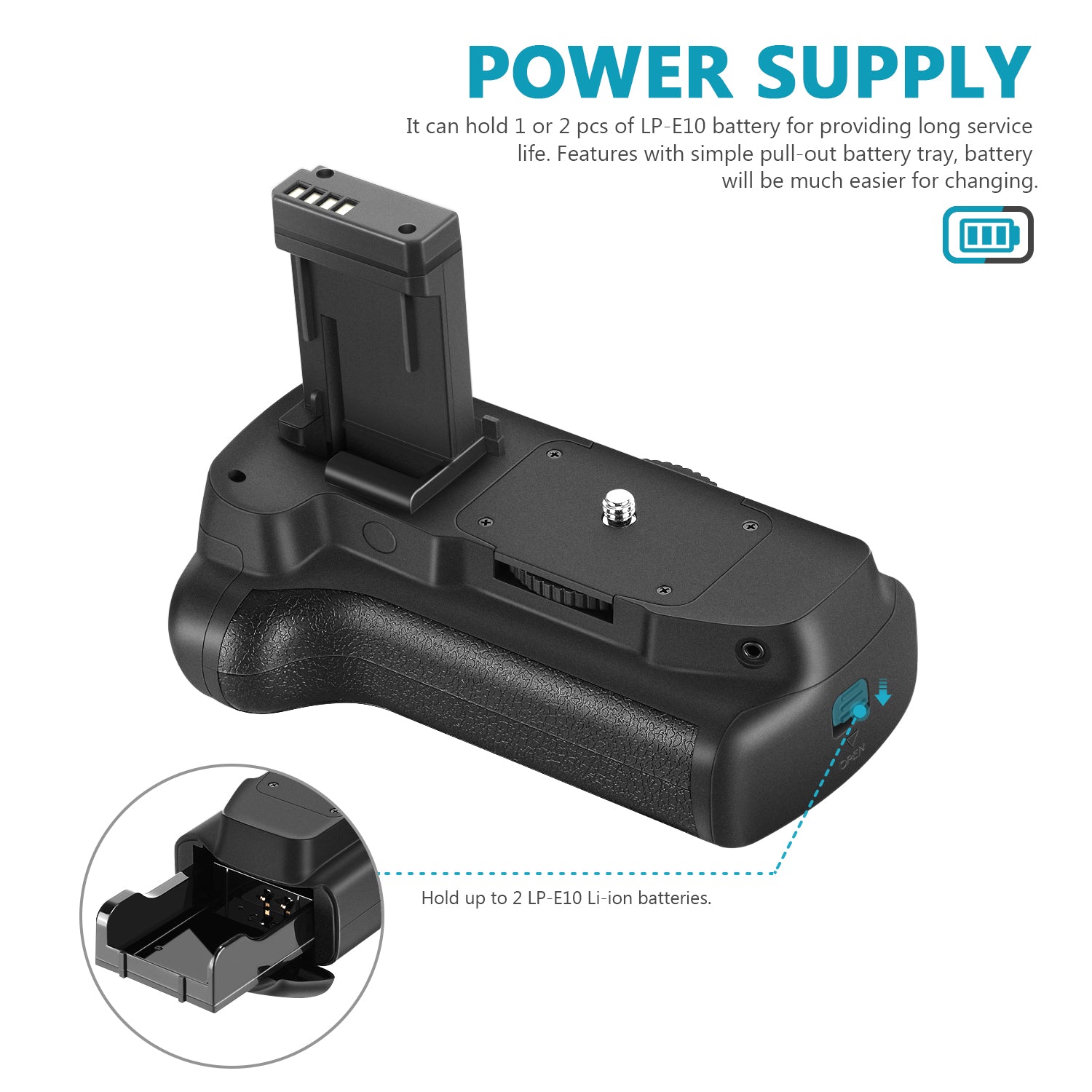 NEEWER Battery Grip For Canon EOS 1100D/ Canon EOS Rebel T3/ Canon ESO