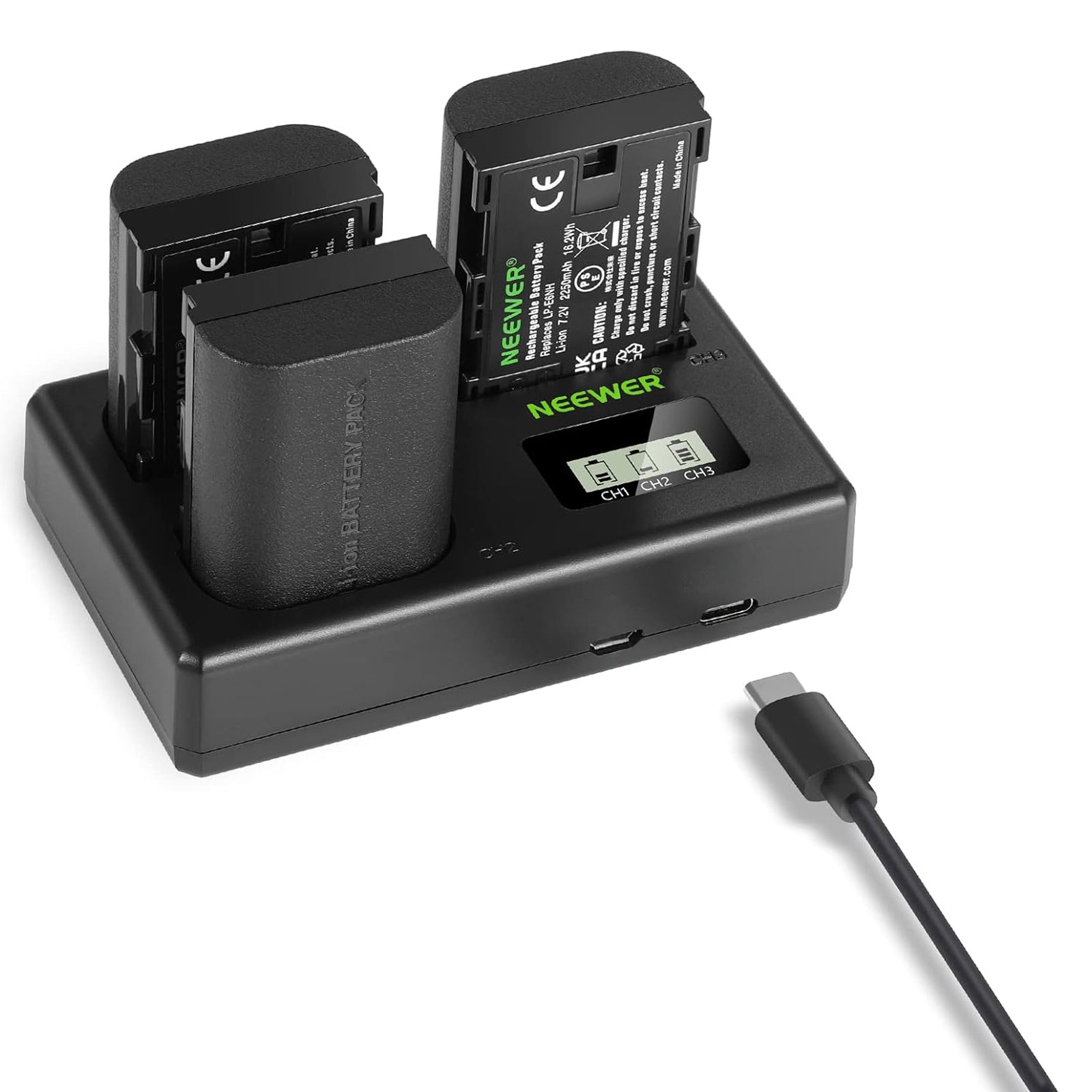 NEEWER Replacement Battery and Charger Set for Canon LP-E6NH