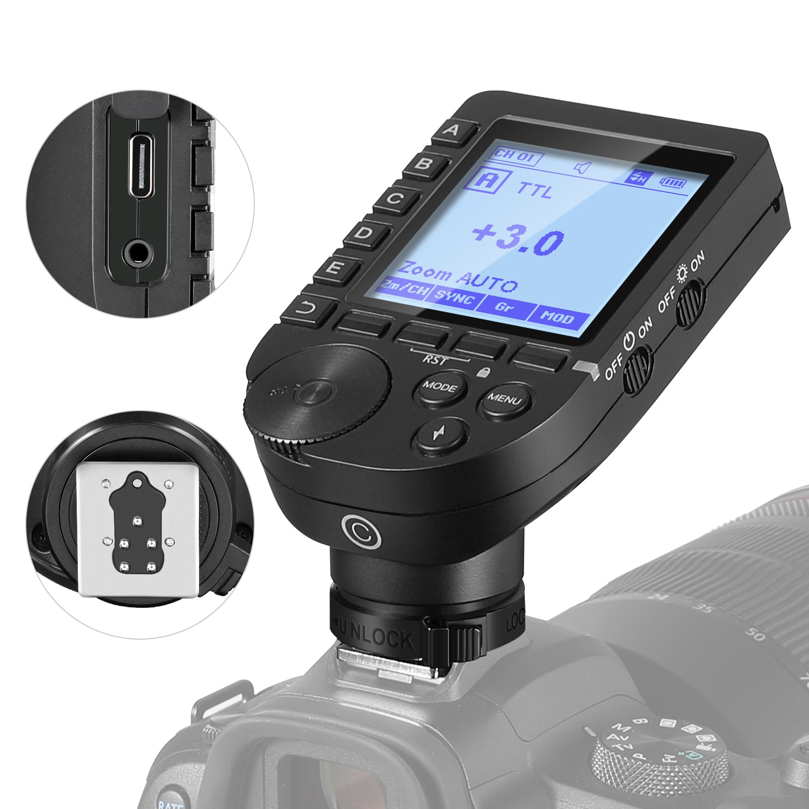 Godox Camera Flash Trigger Xpro-S for Sony Wireless Remote 2.4GHz 1/8000s  HSS TTL-Convert-Manual Large Screen Design Customizable Functions