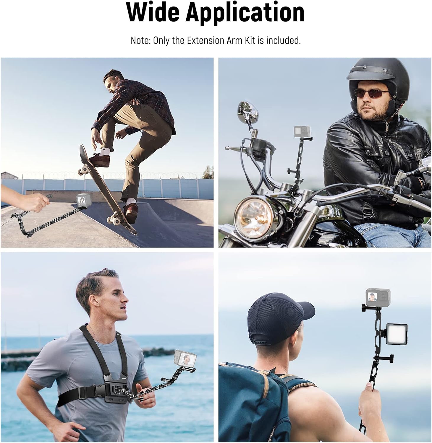 Scenarios for NEEWER Aluminum Alloy Action Camera Extension Arms Set