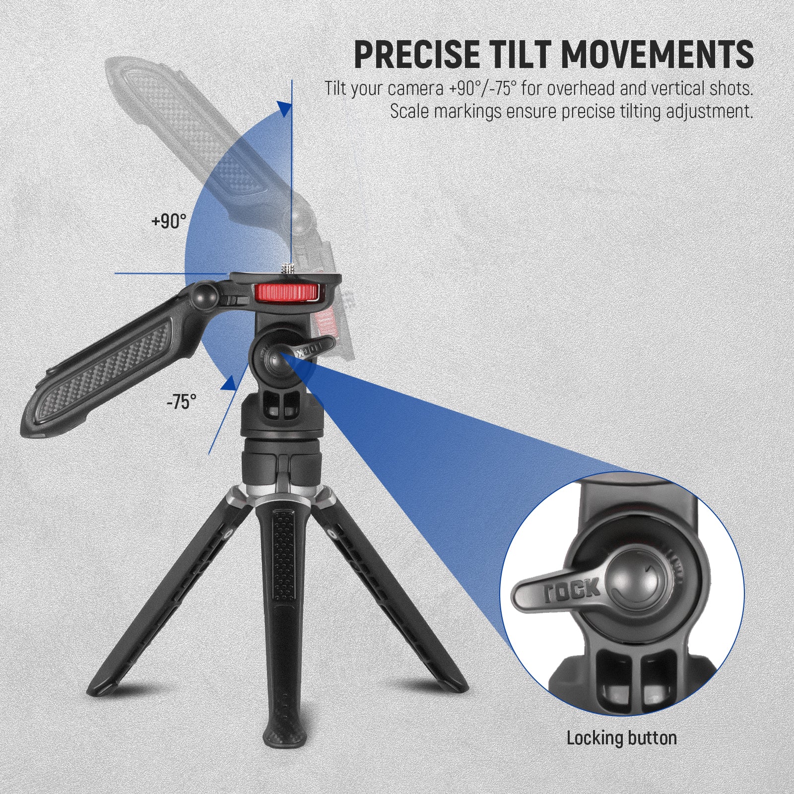NEEWER TS003 Mini Tripod allows for precise tilt movements.