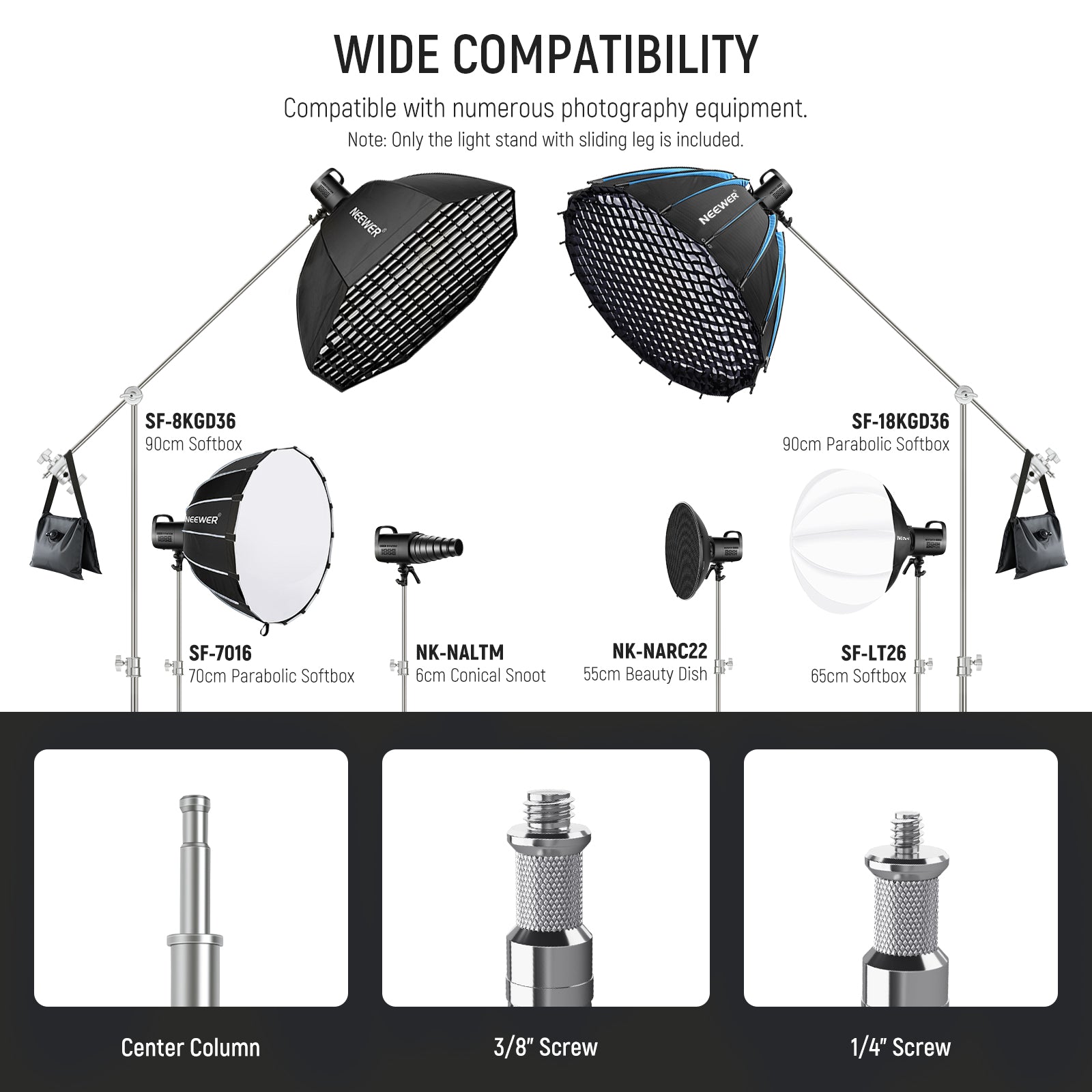 NEEWER 100% Stainless Steel C Stand with Boom Arm Pro - NEEWER