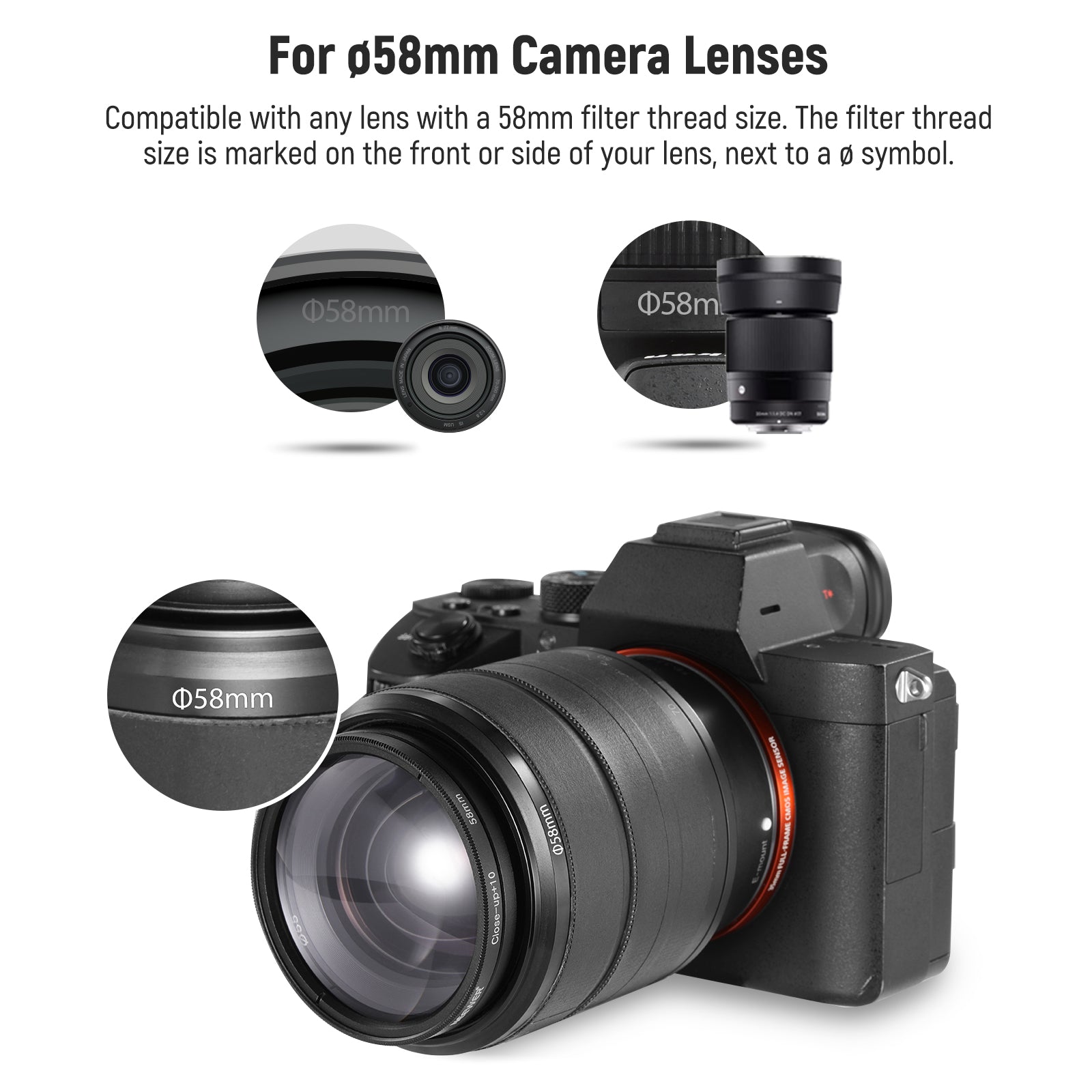 B + W 58mm +10 Macro Lens， Close Up Glass Filter - NL10-