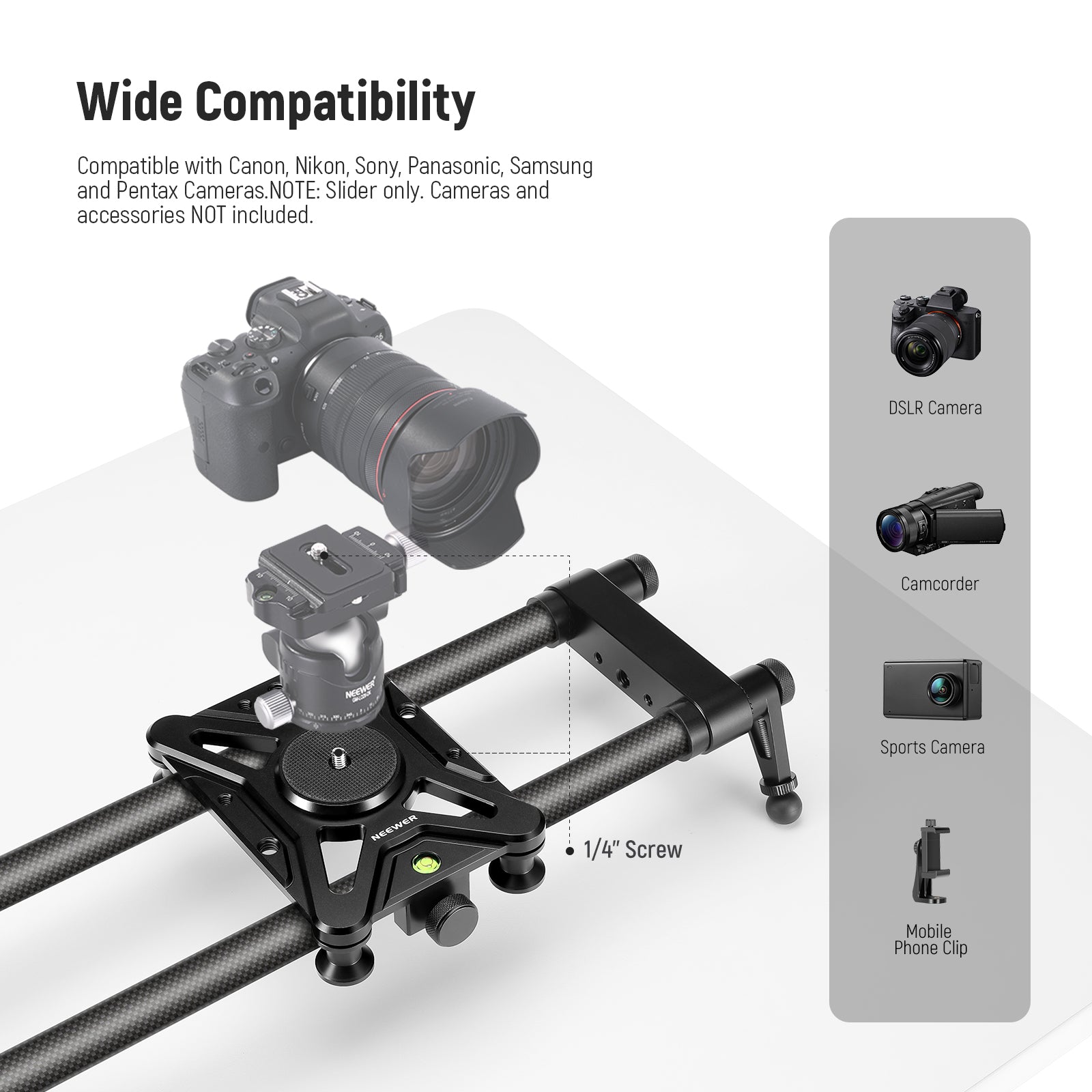 NEEWER CS80CM/CS120CM Carbon Fiber Camera Slider