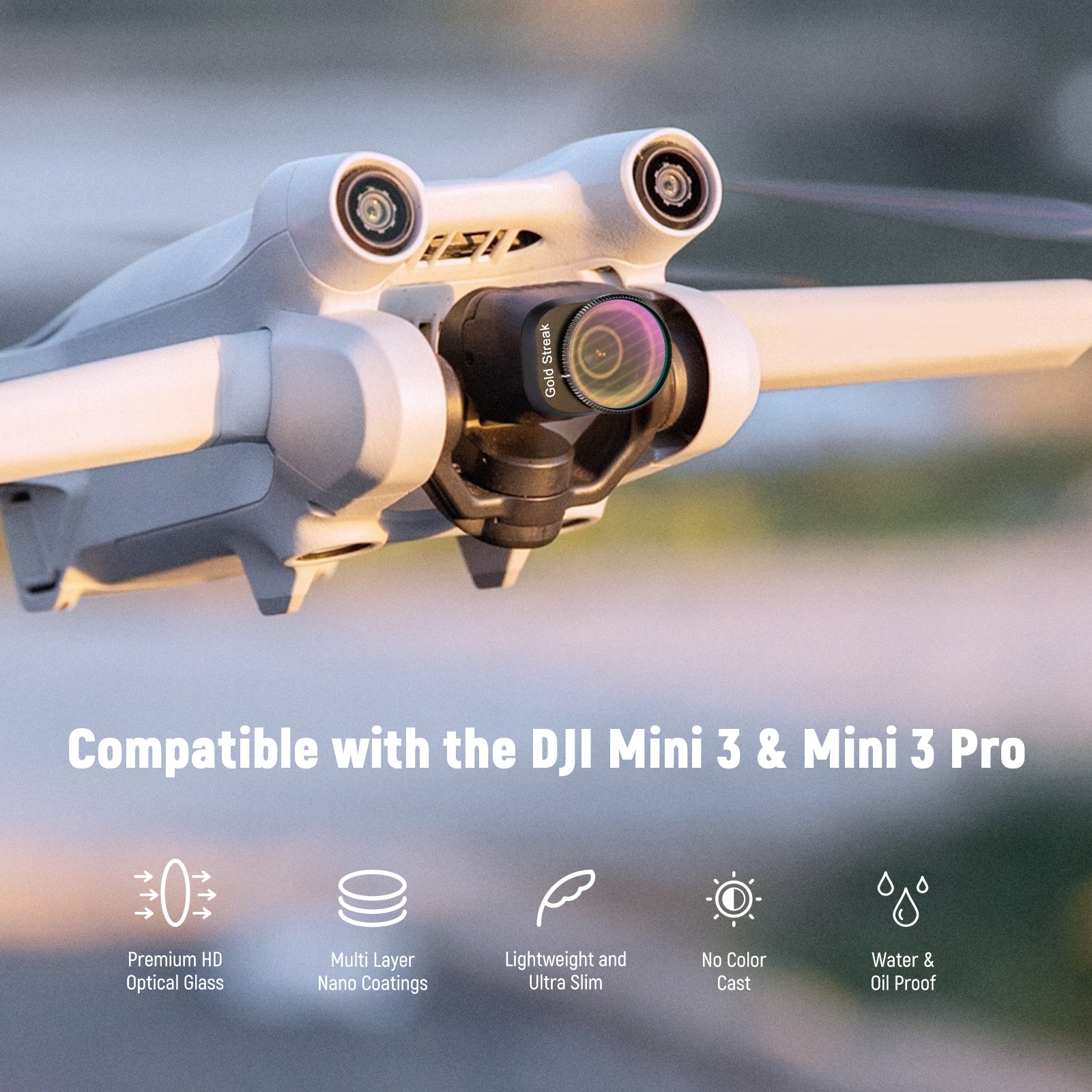 Filtre CPL Pour DJI Mini 3 / Mini 3 Pro – Verre Optique Schott, Cadre Aluminium – Réduit Les Reflets, Améliore Les Couleurs – Avec Boîte De Rangement