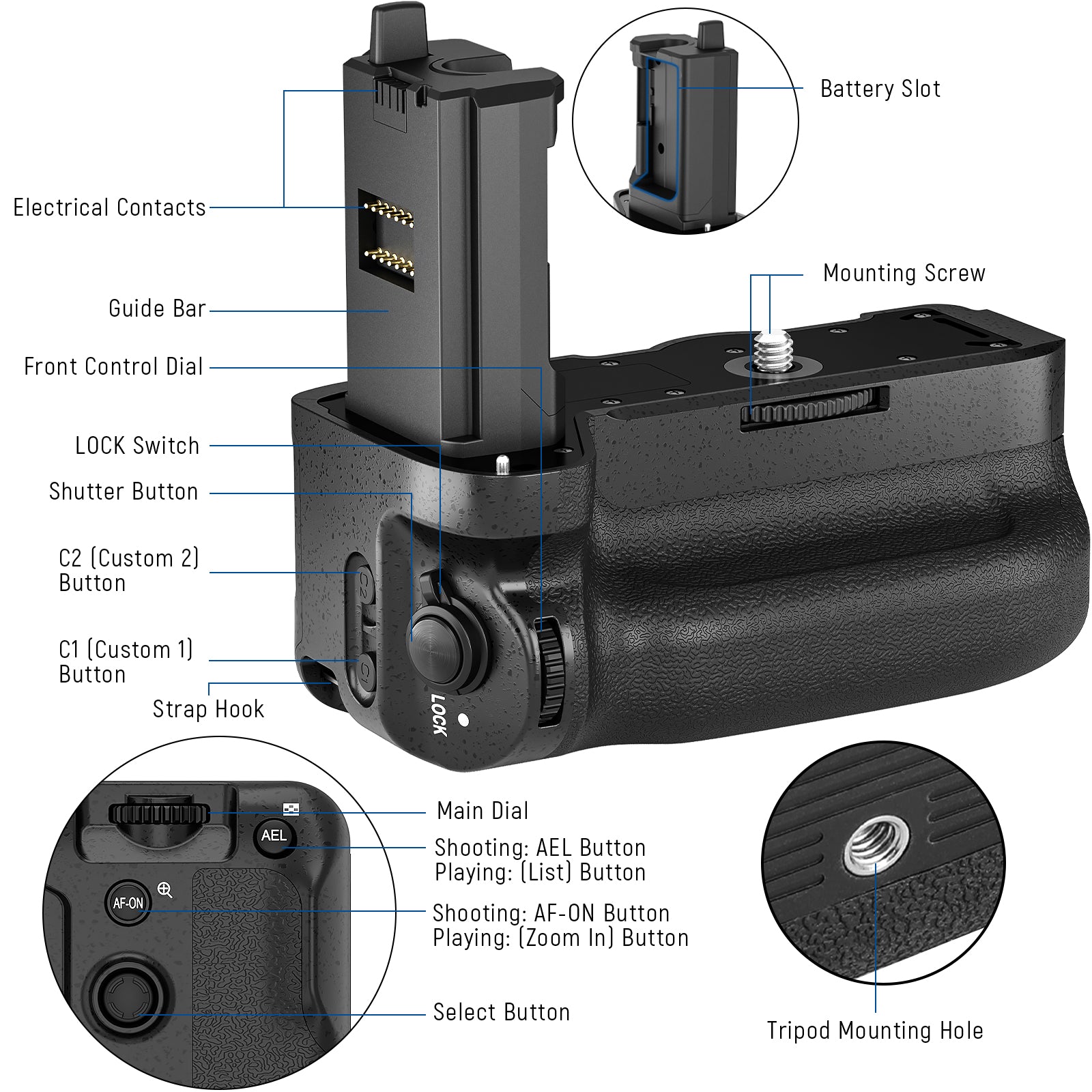 NEEWER VG-C4EM Replacement Battery Grip for Sony A7R IV A9 II A7 IV A7S III  A1